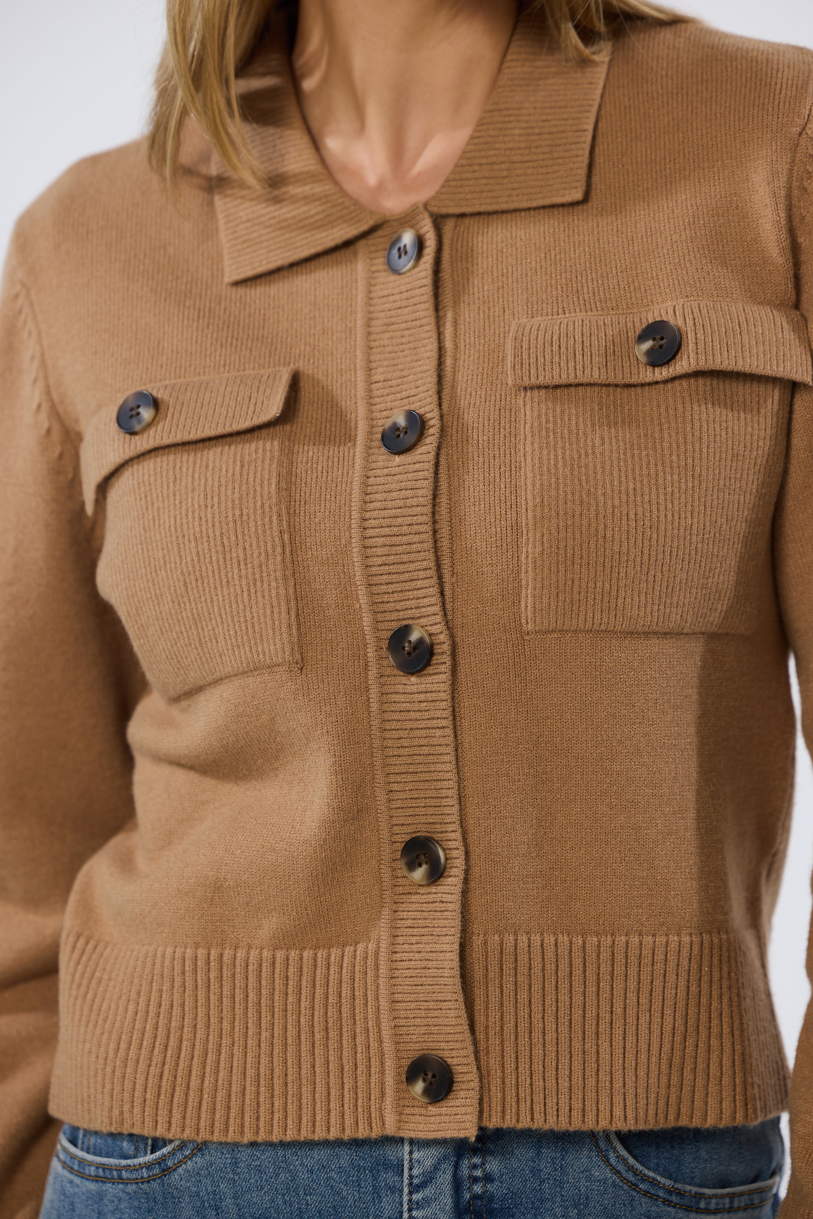Pocket Knit Cardigan - Biscuit - Image 10