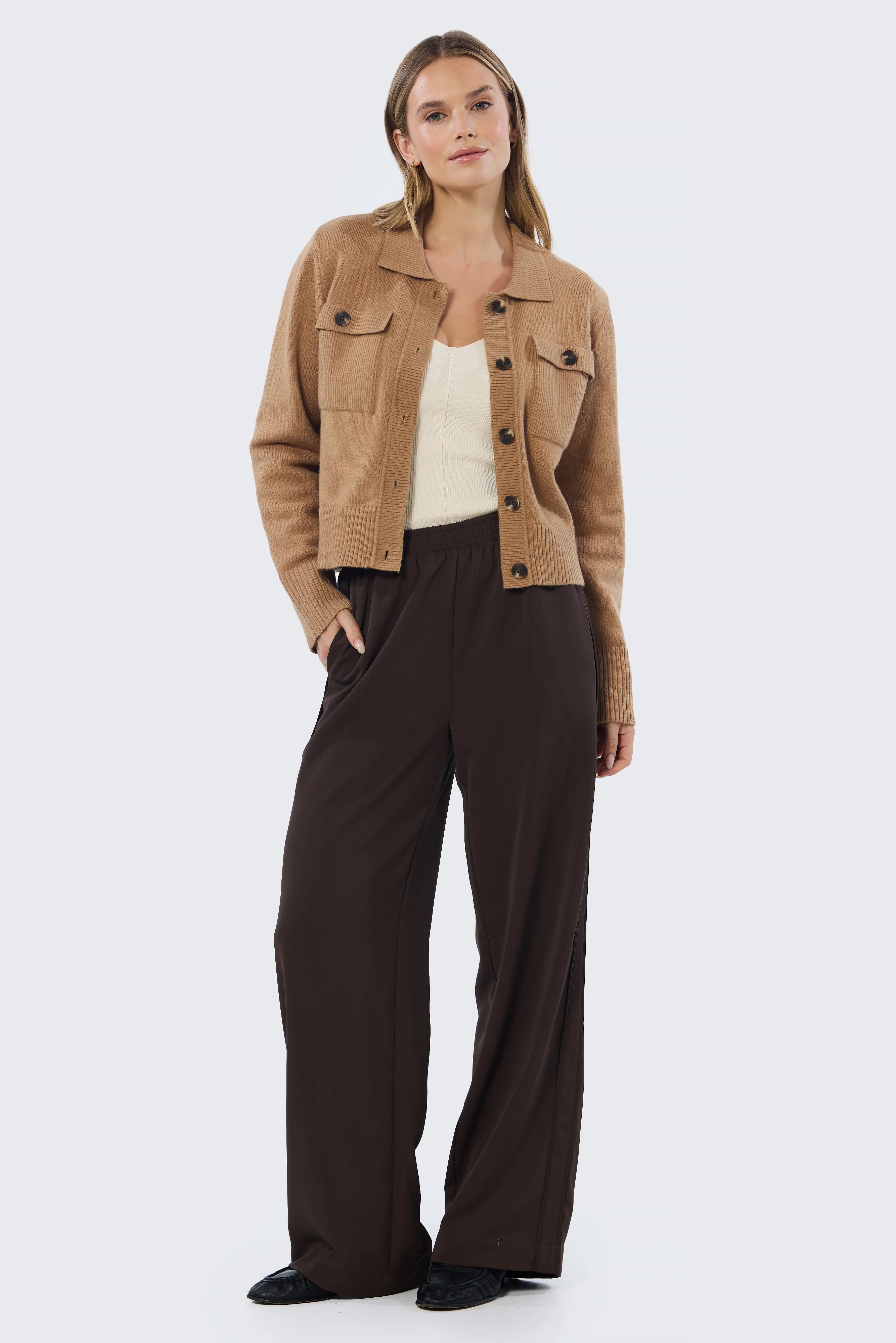 Pocket Knit Cardigan - Biscuit - Image 11