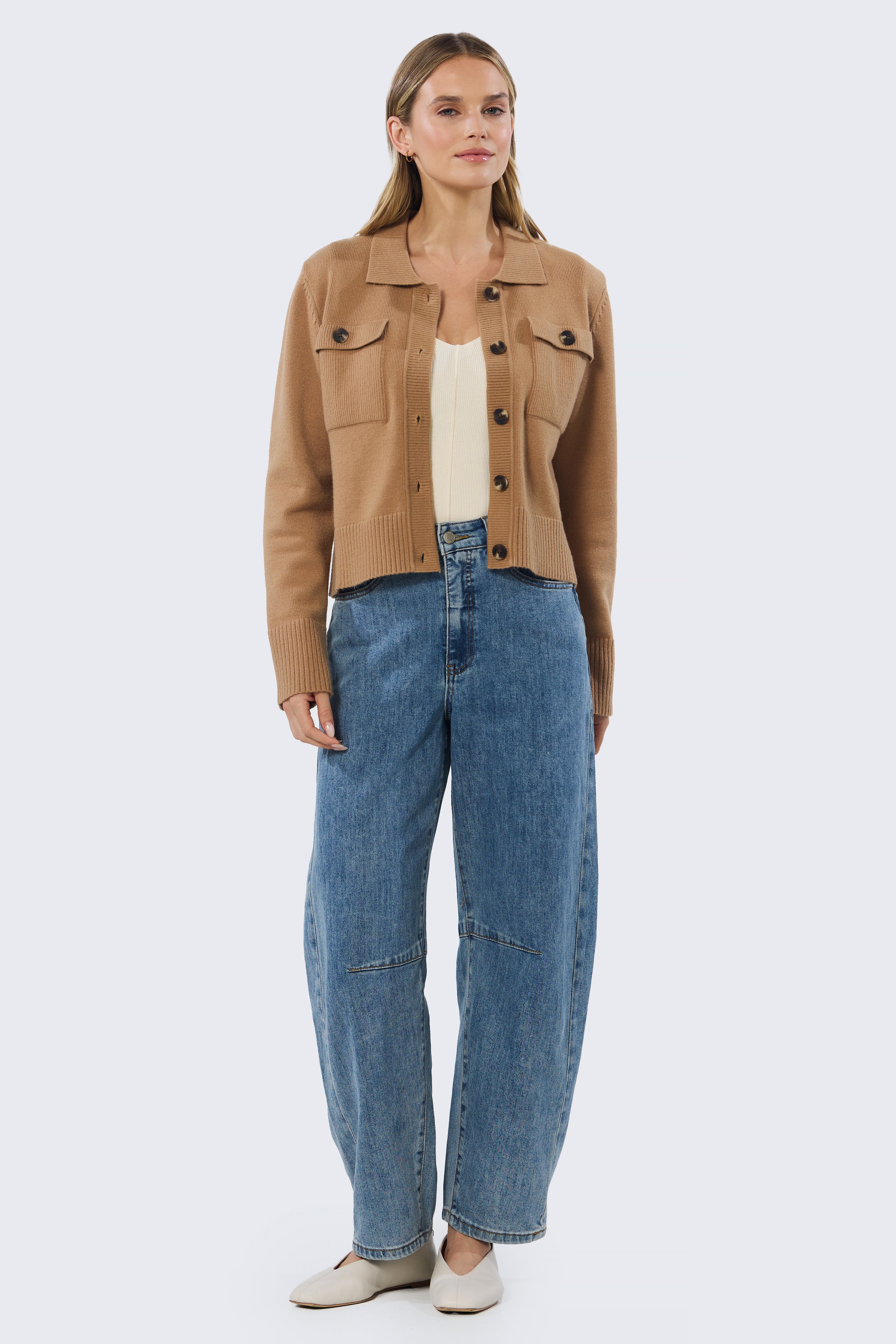 Pocket Knit Cardigan - Biscuit - Image 5