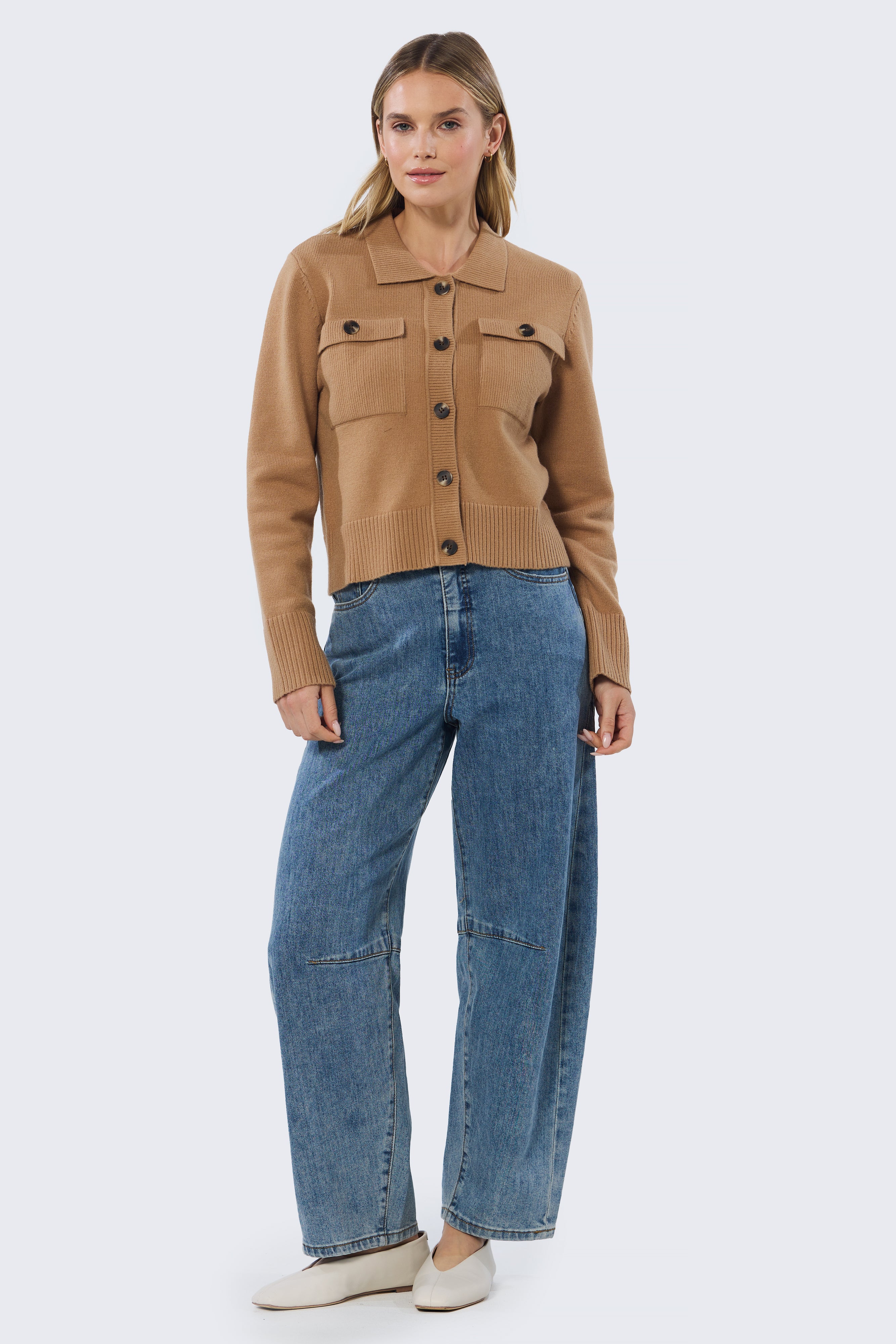 Pocket Knit Cardigan - Biscuit - Image 7