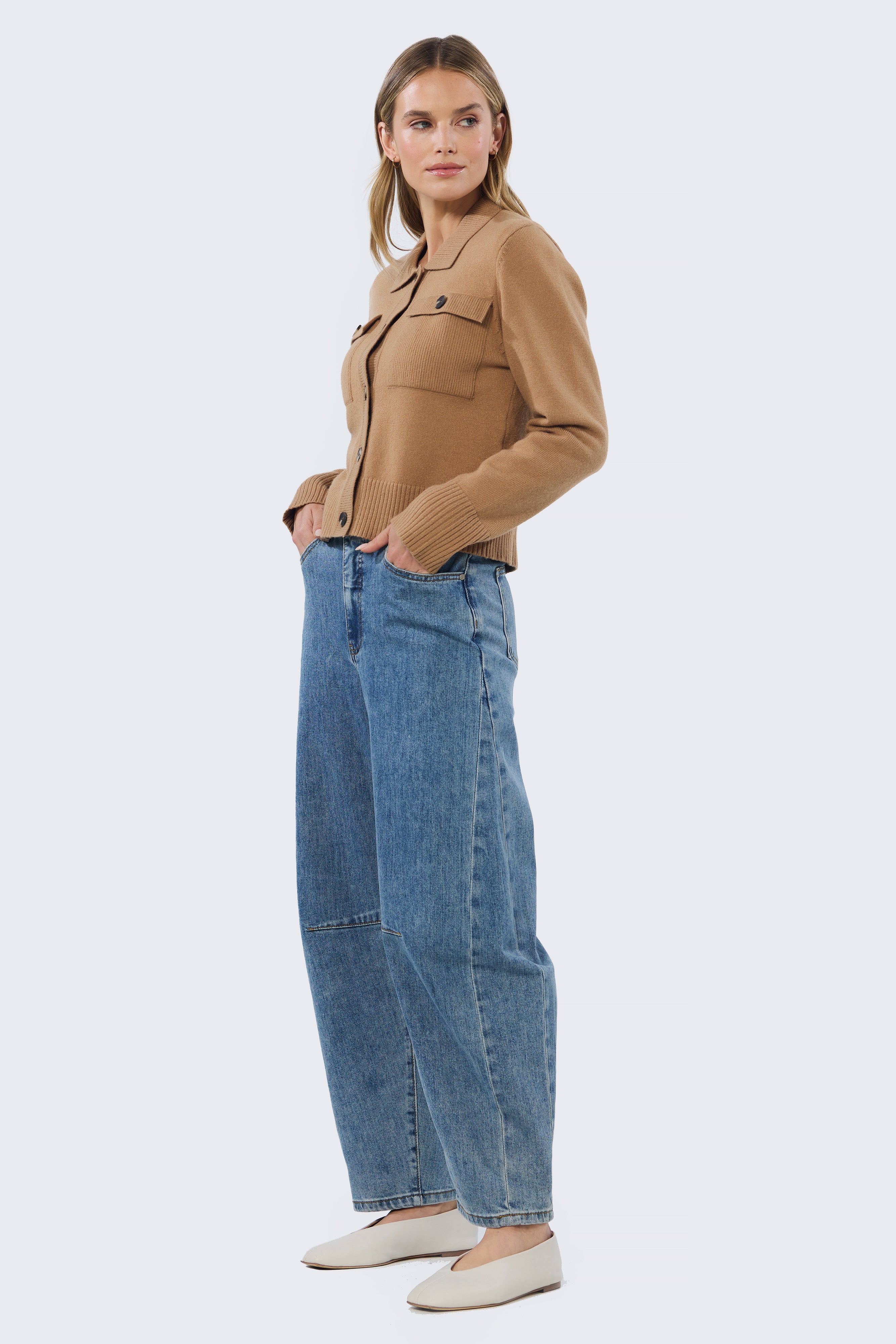 Pocket Knit Cardigan - Biscuit - Image 8