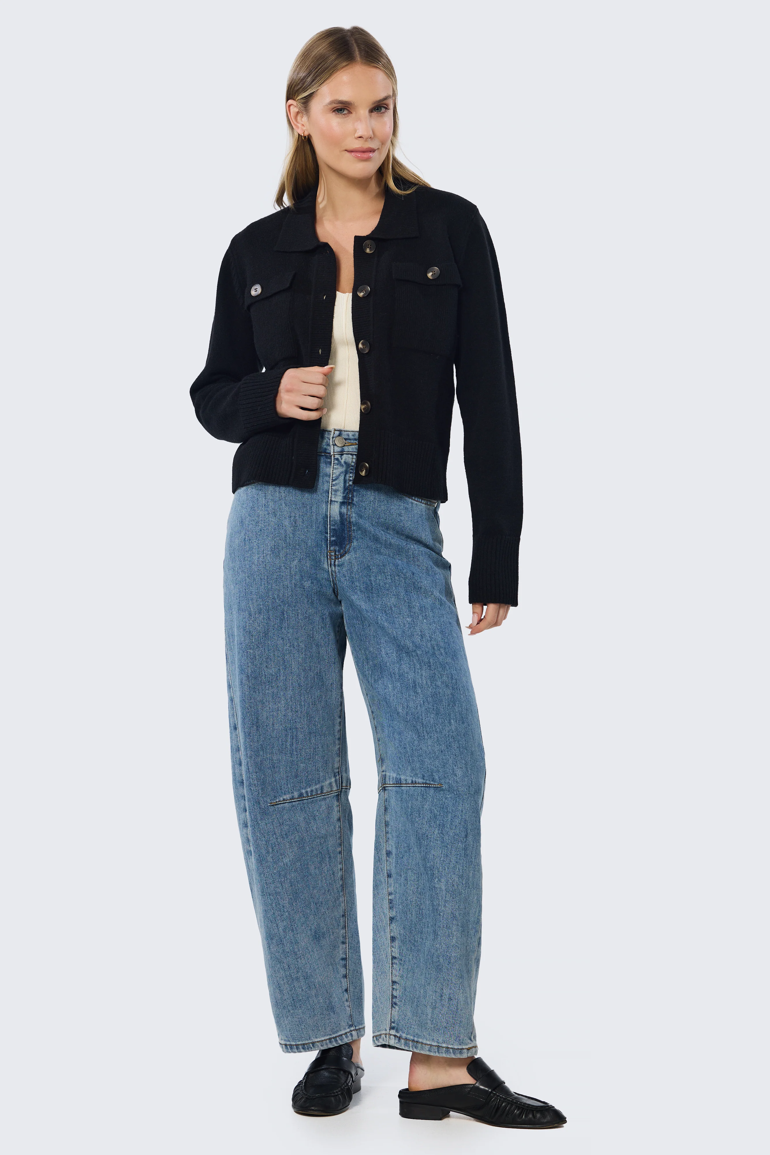 Pocket Knit Cardigan - Black - Image 3