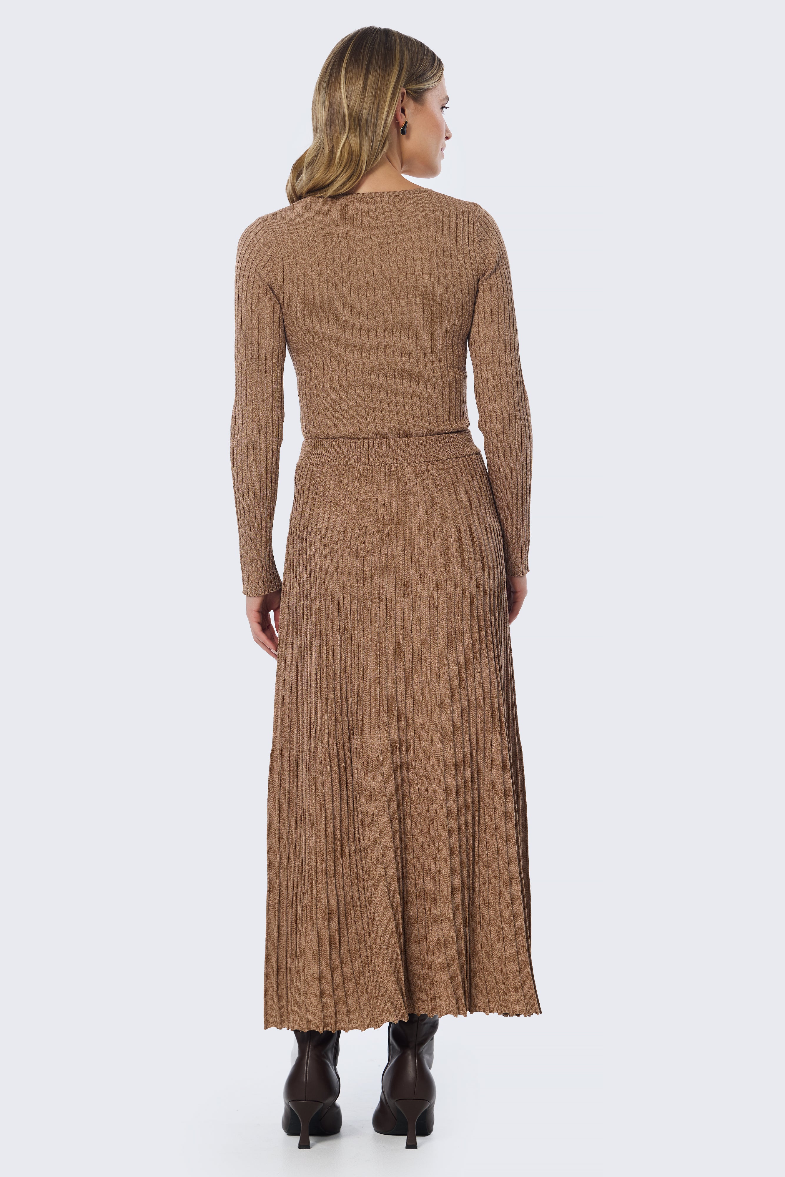 Pocket Knit Midi Skirt - Biscuit Marl - Image 6