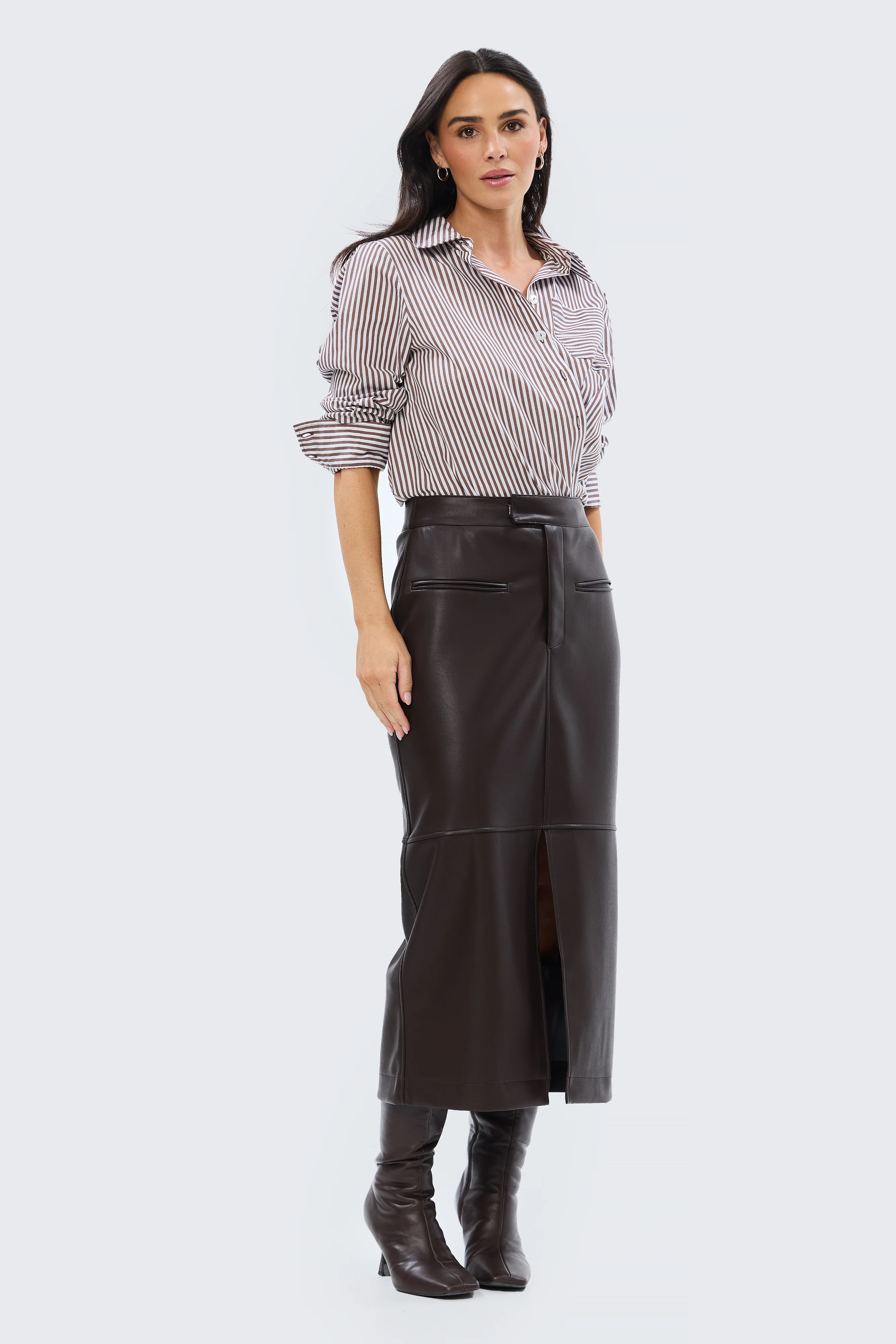 Pocket Shirt - Chocolate & White Stripe - Image 10