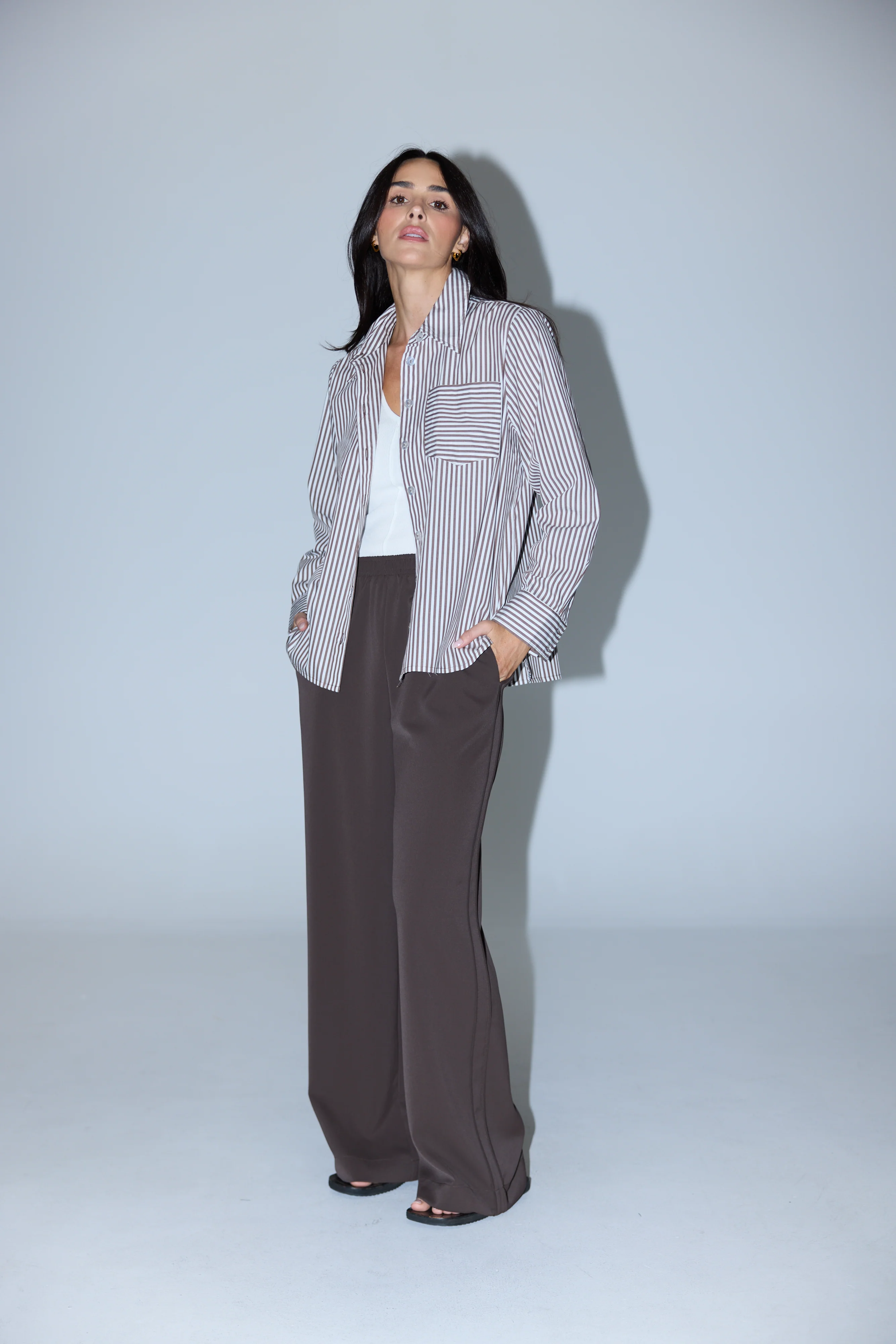 Pocket Shirt - Chocolate & White Stripe - Image 11
