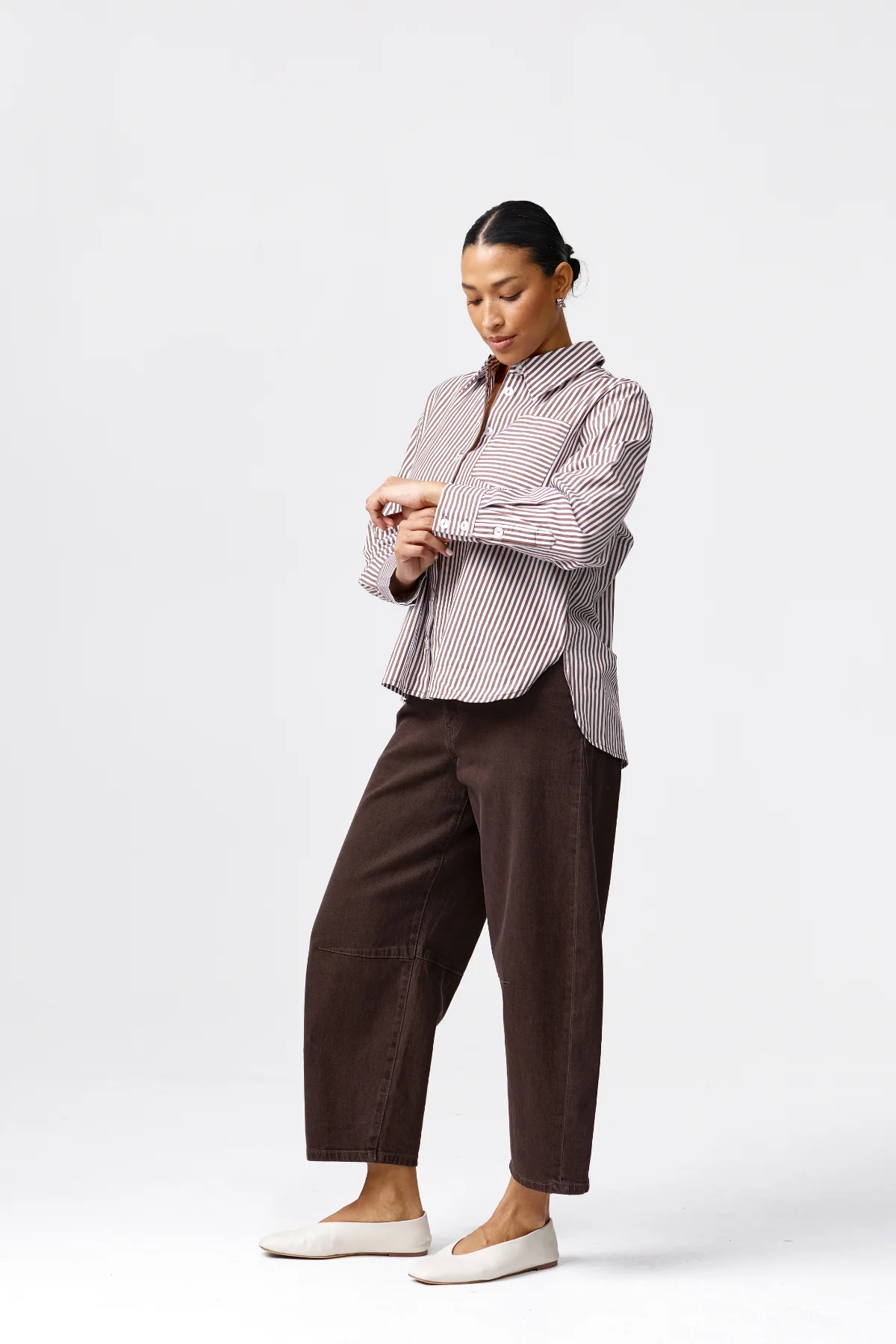 Pocket Shirt - Chocolate & White Stripe - Image 3