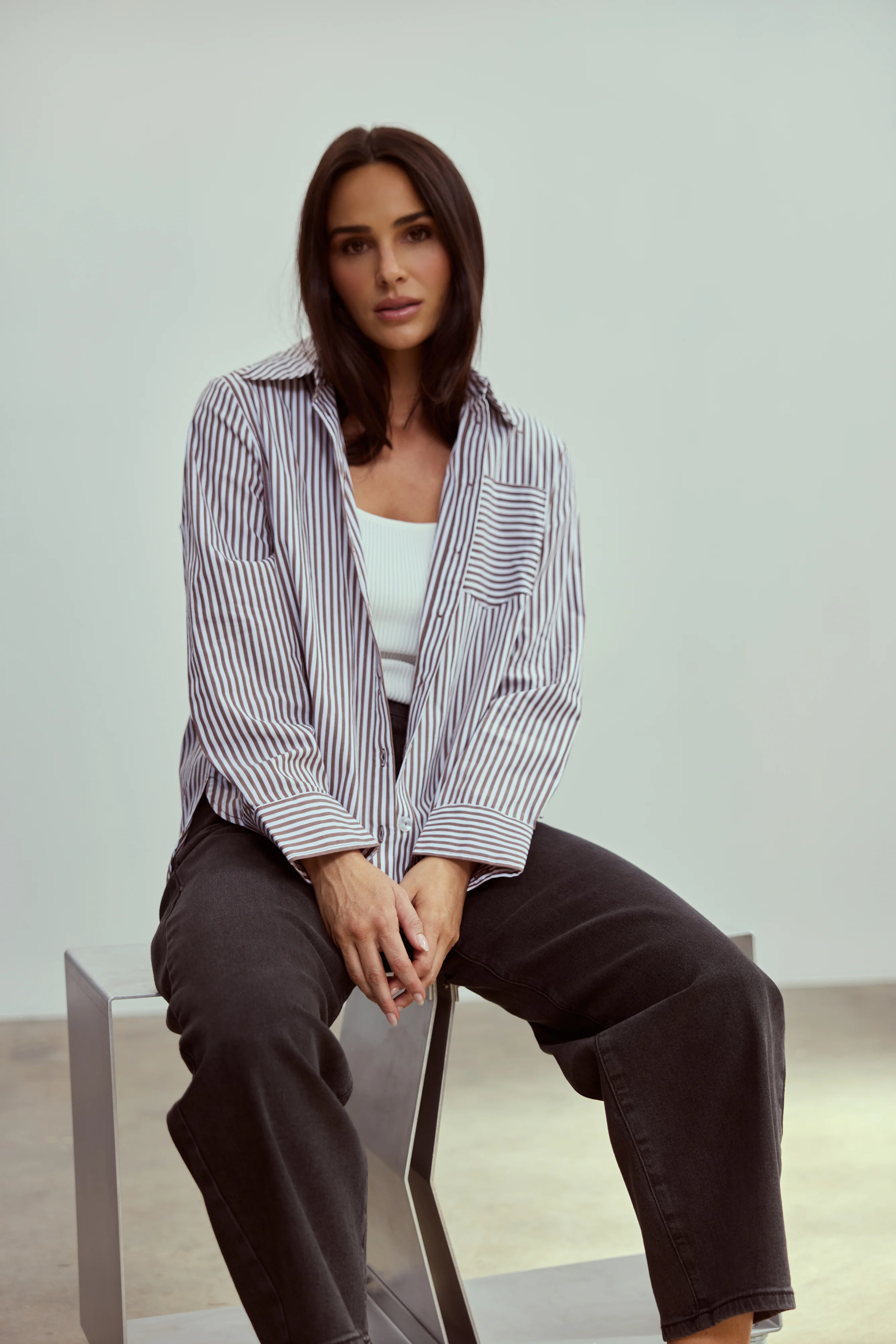 Pocket Shirt - Chocolate & White Stripe - Image 4