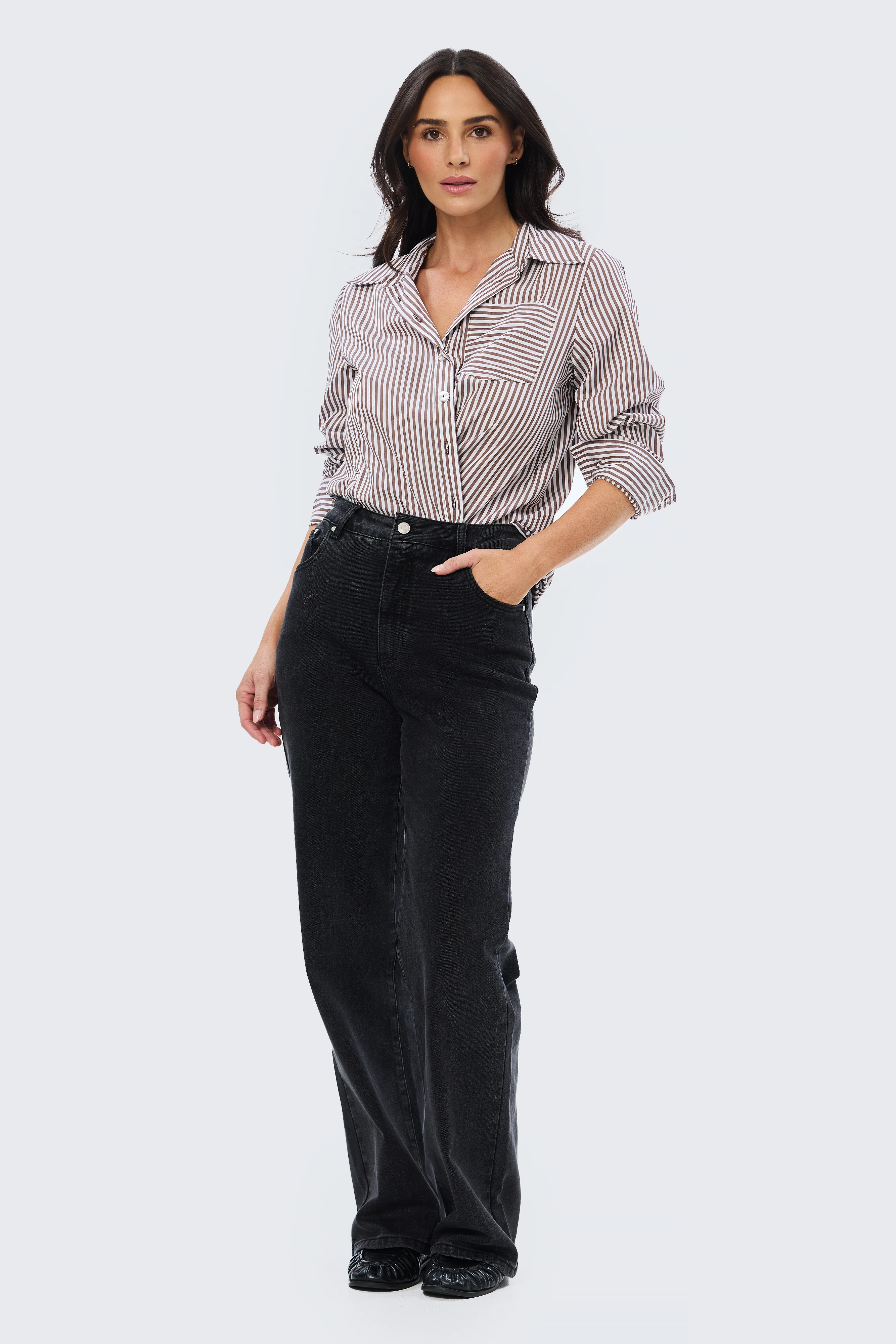 Pocket Shirt - Chocolate & White Stripe - Image 6