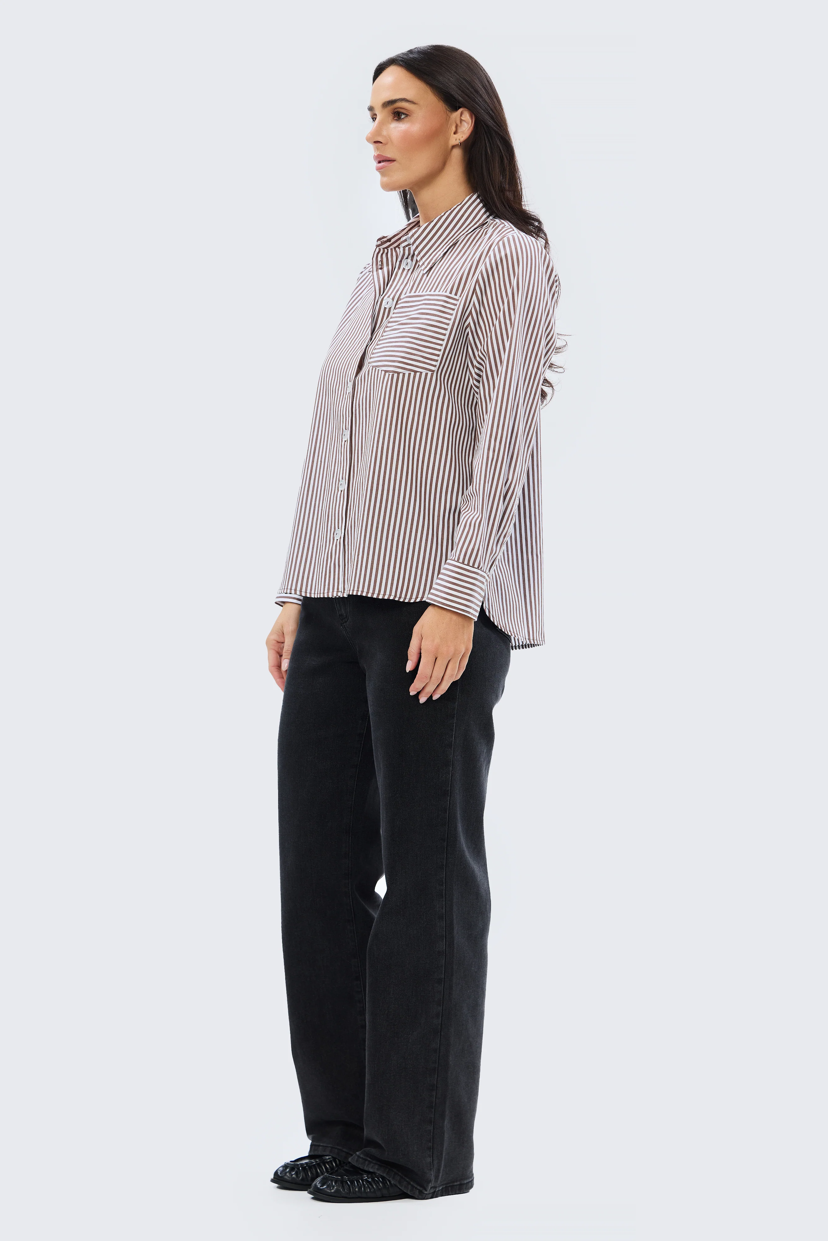 Pocket Shirt - Chocolate & White Stripe - Image 8