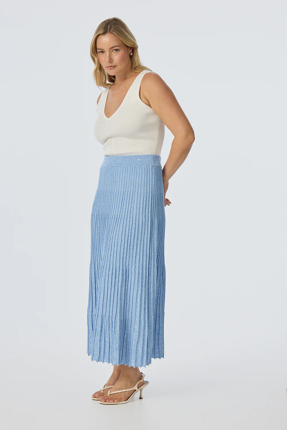 Rib Knit Skirt - Azure Blue Marl - Image 4