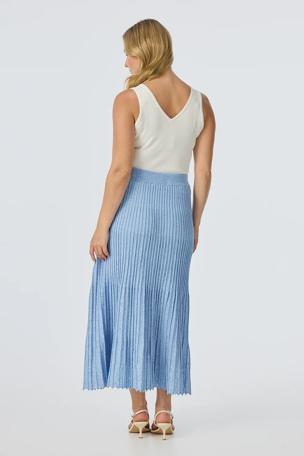 Rib Knit Skirt - Azure Blue Marl - Image 5