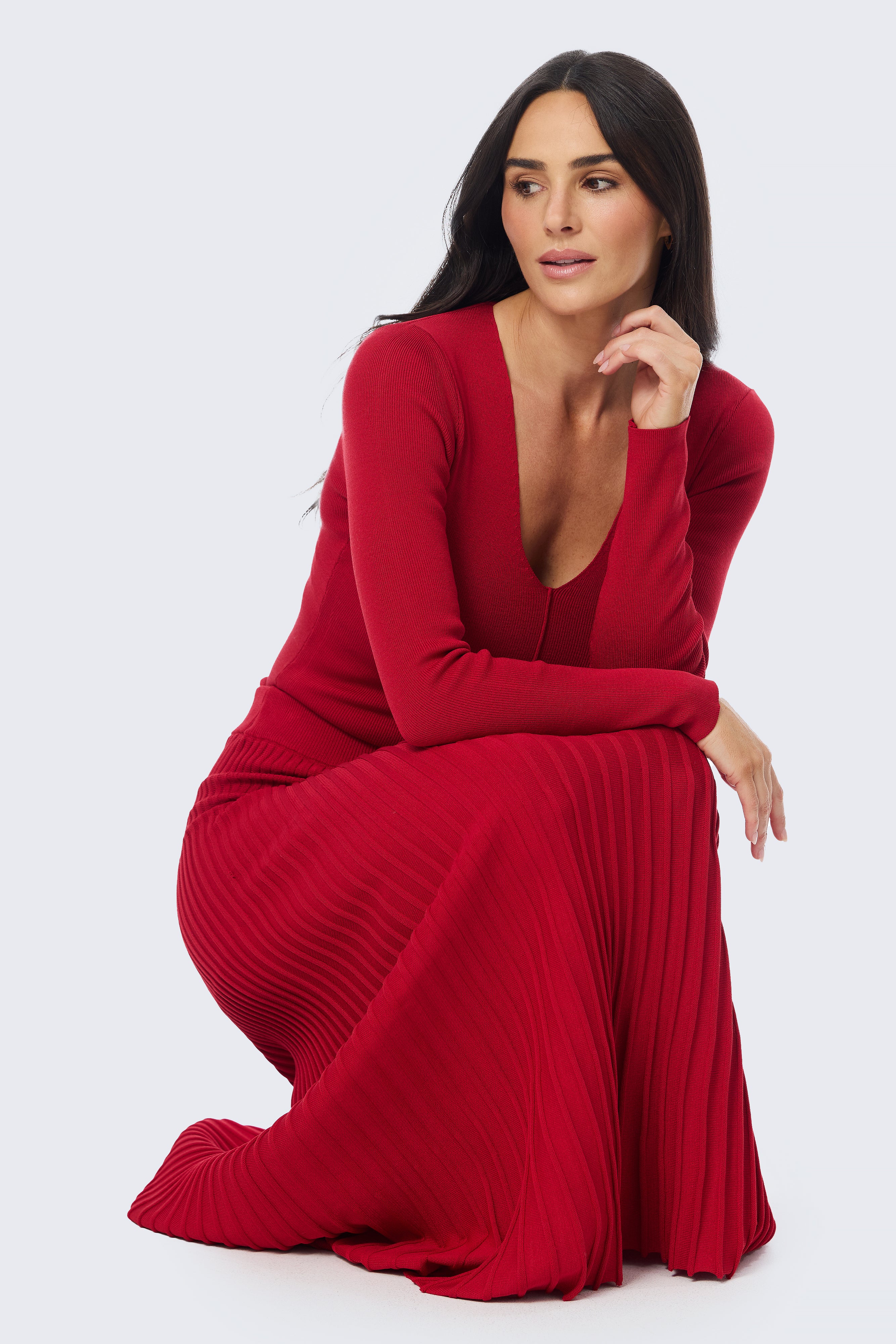 Rib Knit Skirt - Cherry - Image 3