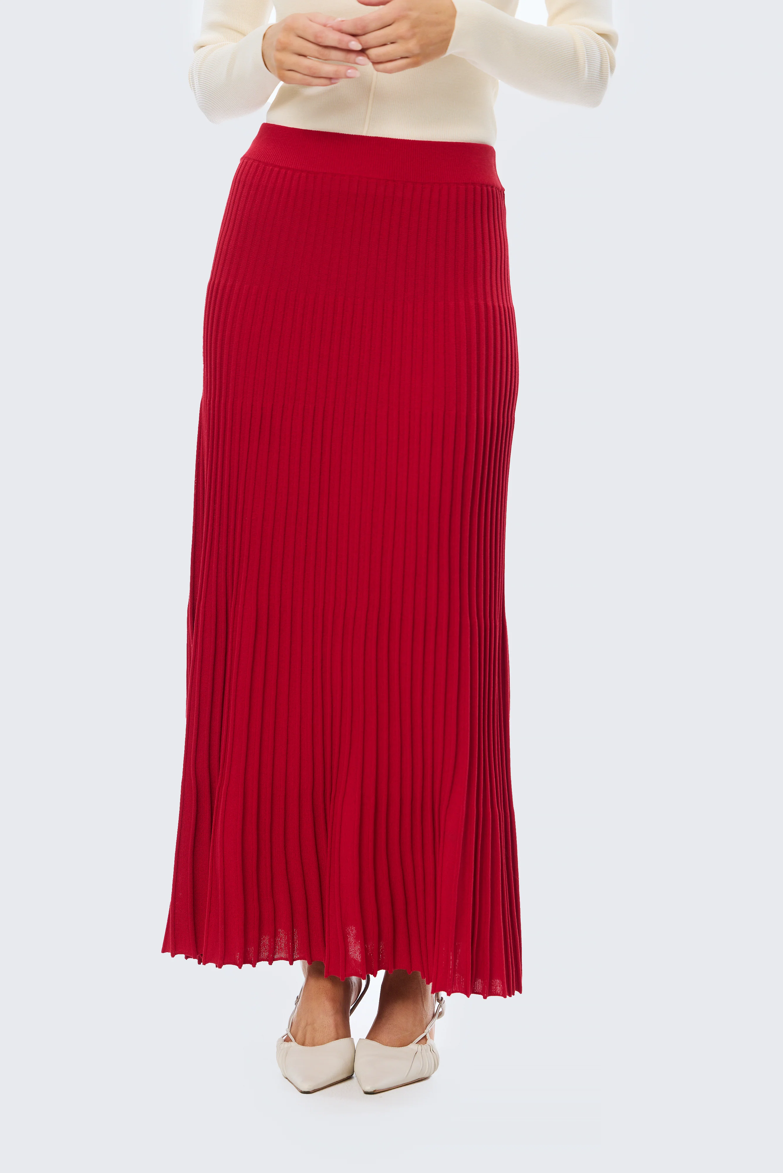 Rib Knit Skirt - Cherry - Image 5