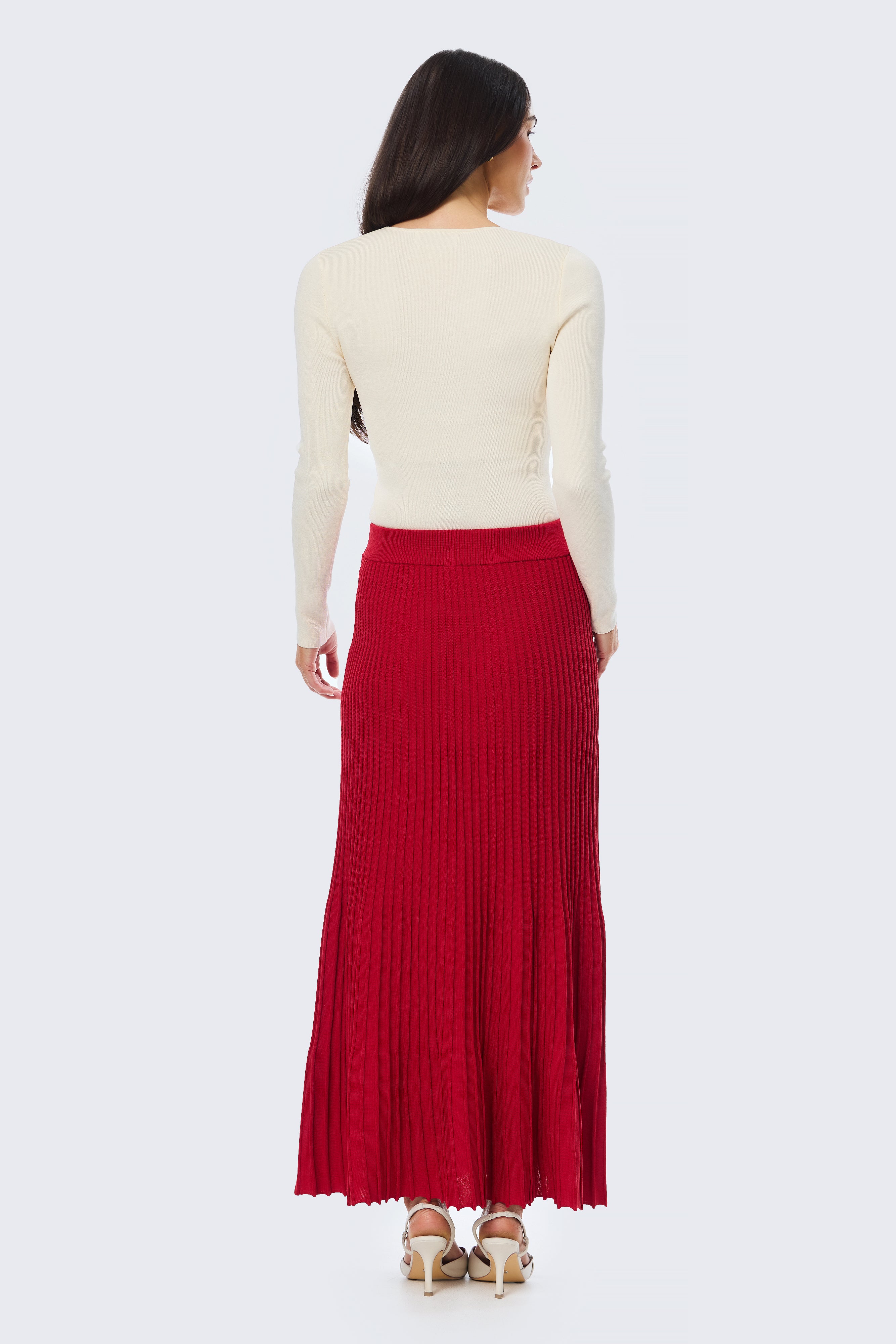 Rib Knit Skirt - Cherry - Image 7