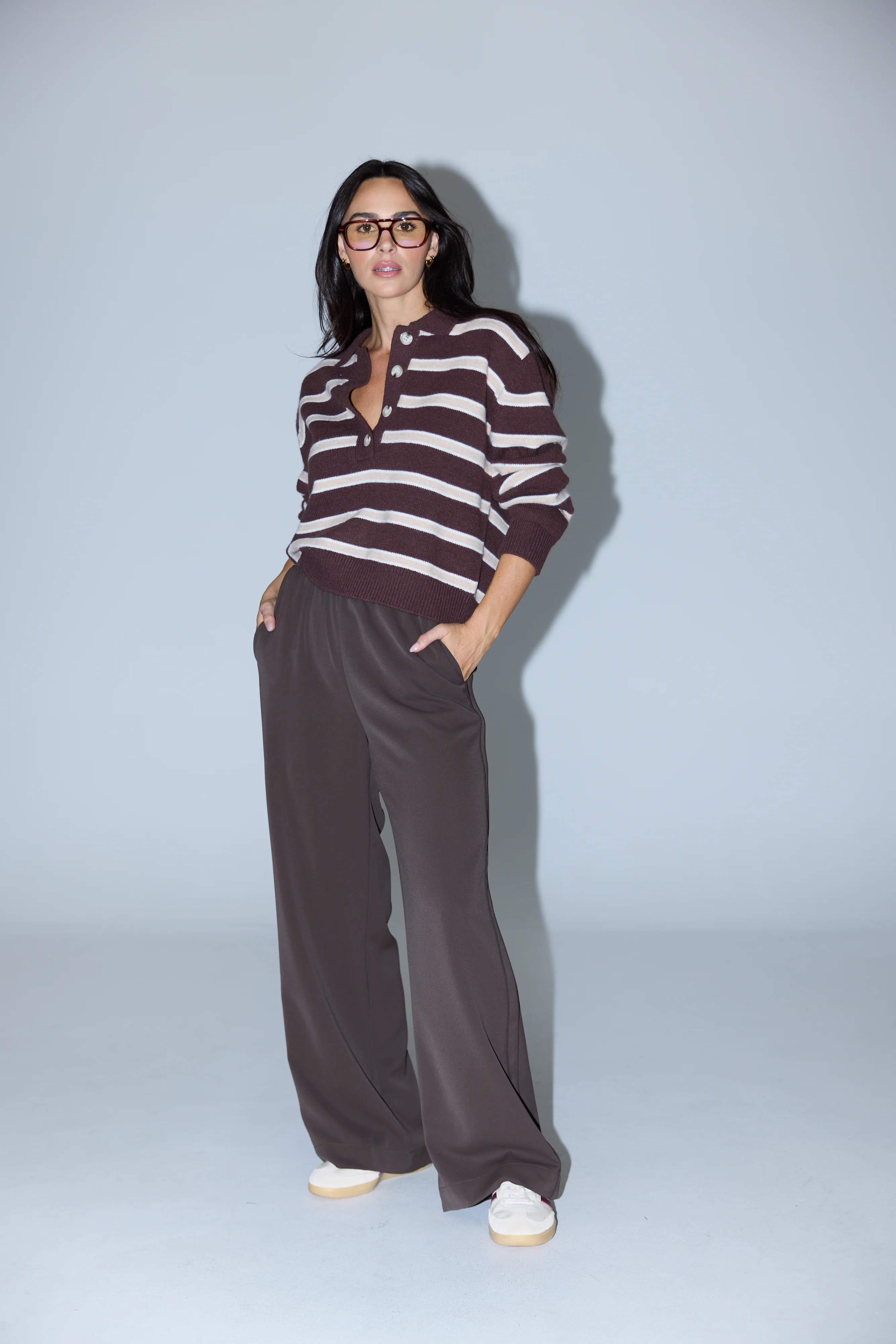 Rugby Knit Jumper - Cappuccino & Ecru Stripe - Image 8