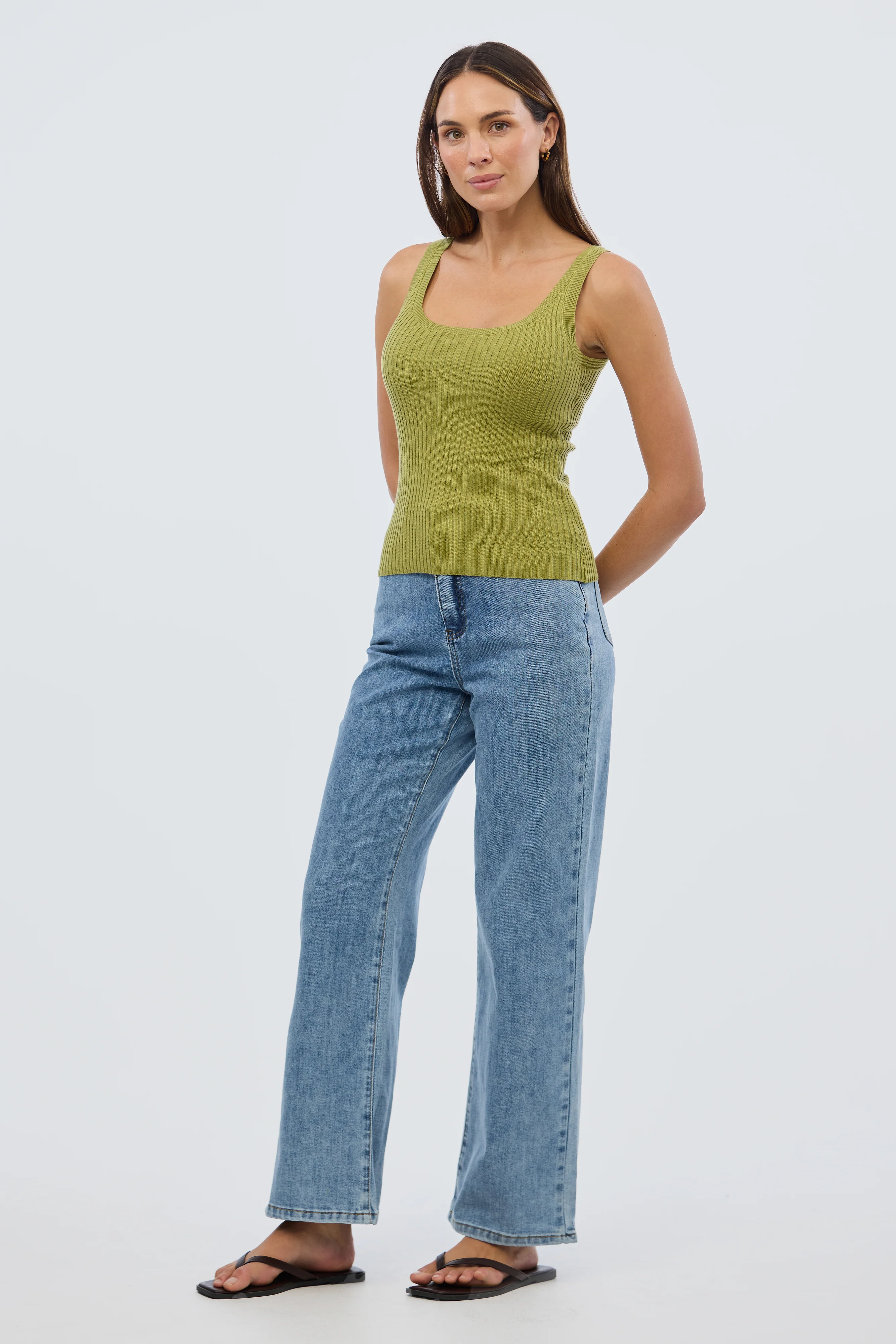 Scoop Neck Knit Tank - Chartreuse - Image 4