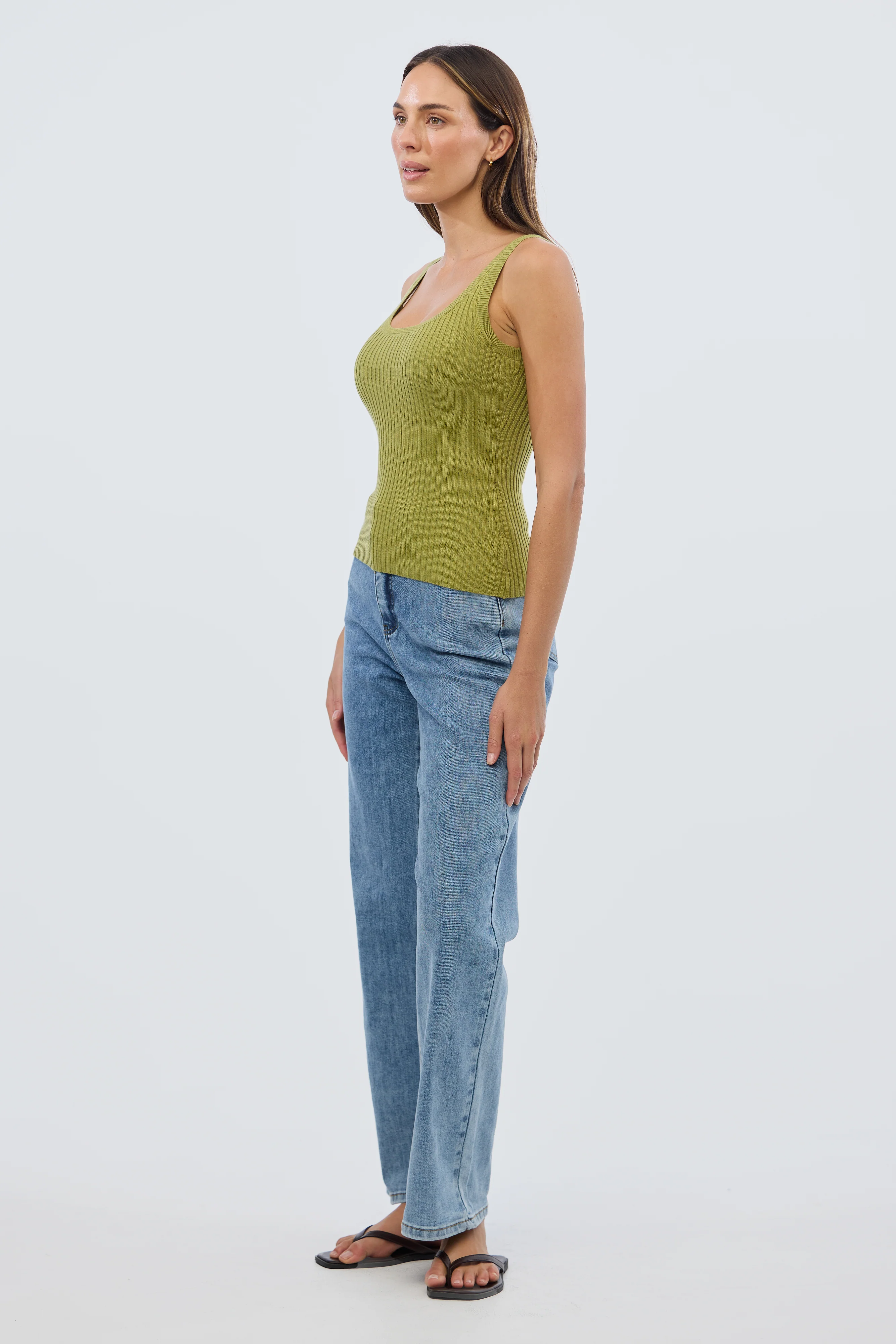 Scoop Neck Knit Tank - Chartreuse - Image 5
