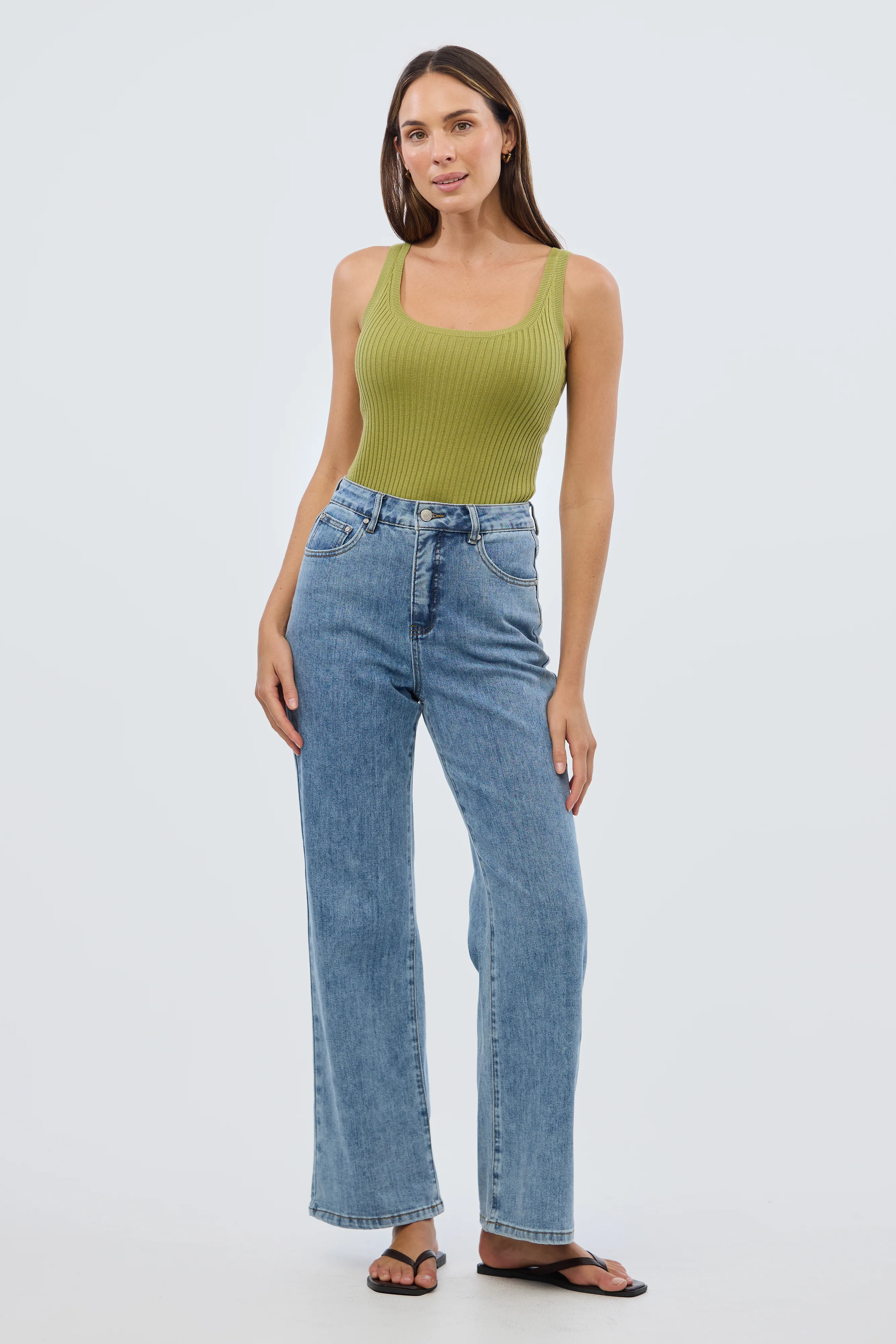 Scoop Neck Knit Tank - Chartreuse - Image 6