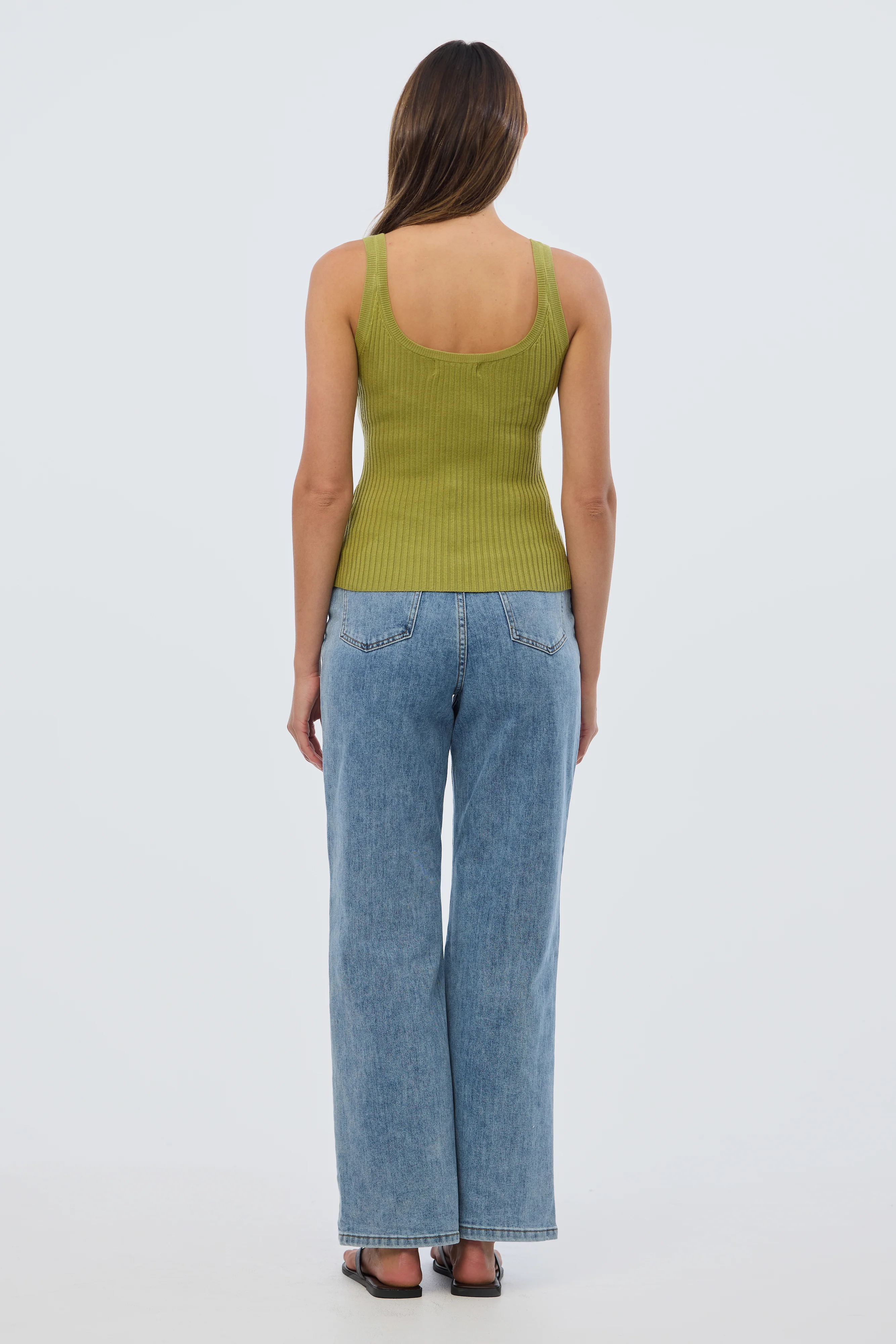 Scoop Neck Knit Tank - Chartreuse - Image 7