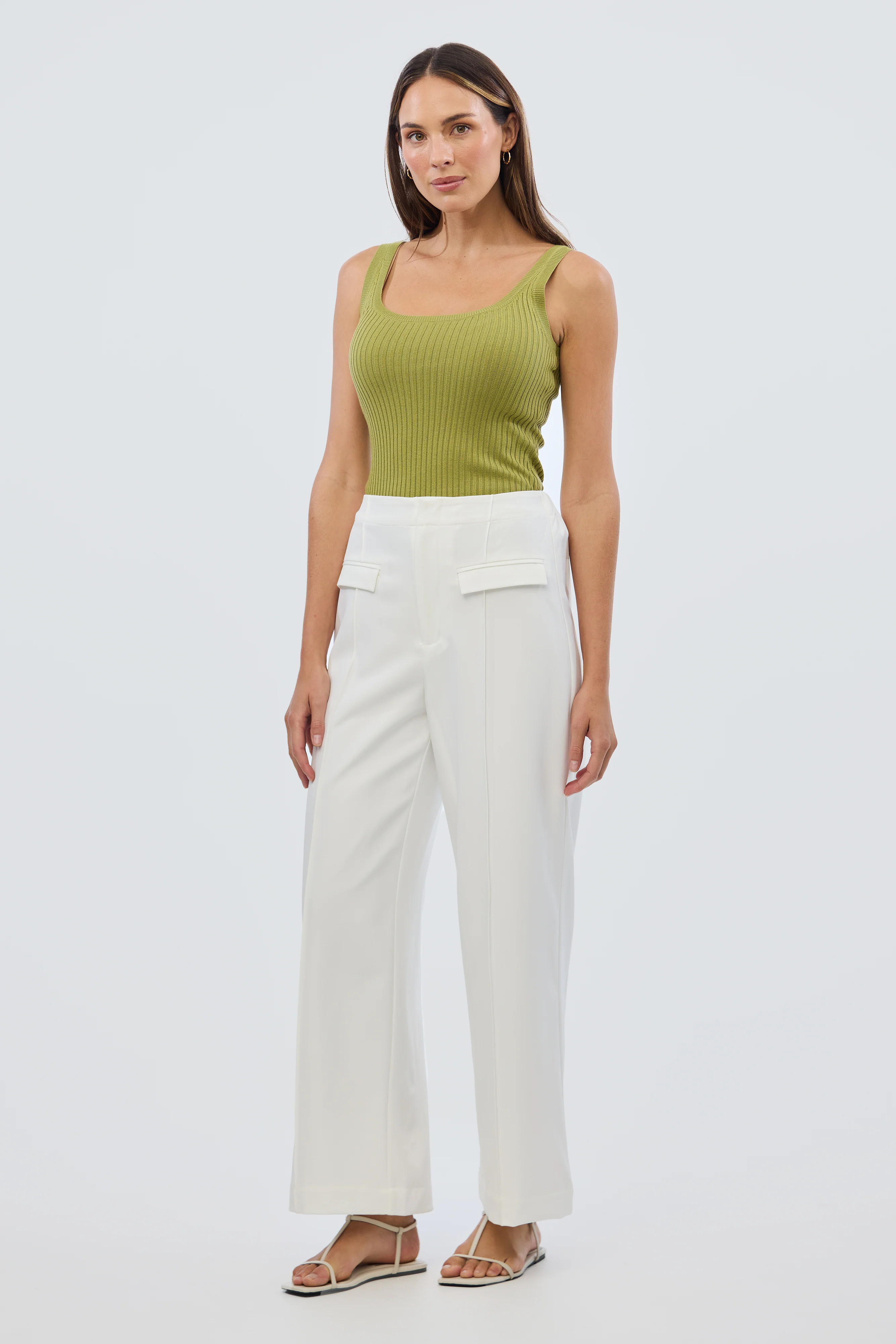 Scoop Neck Knit Tank - Chartreuse - Image 9