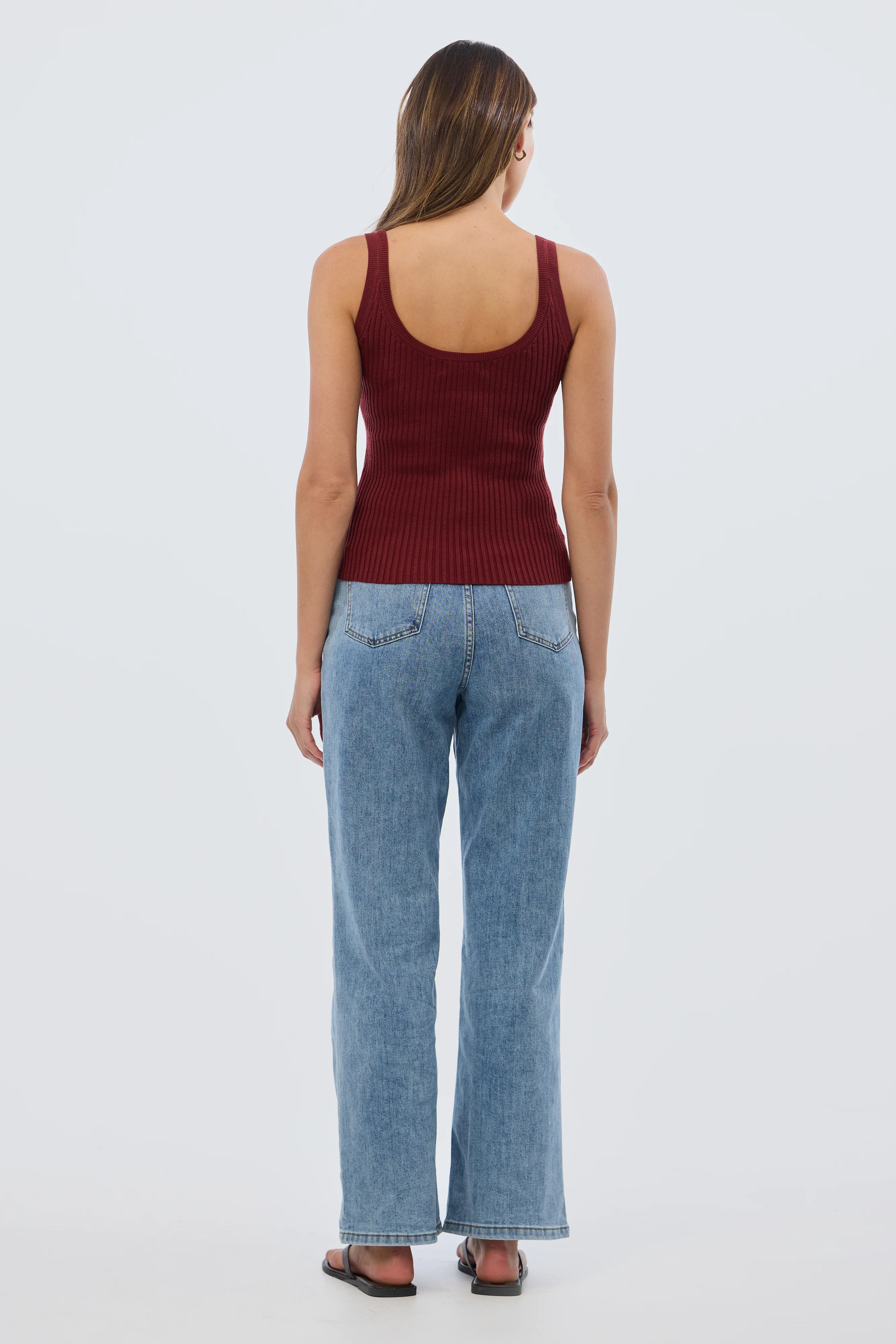 Scoop Neck Knit Tank - Rust Red - Image 6