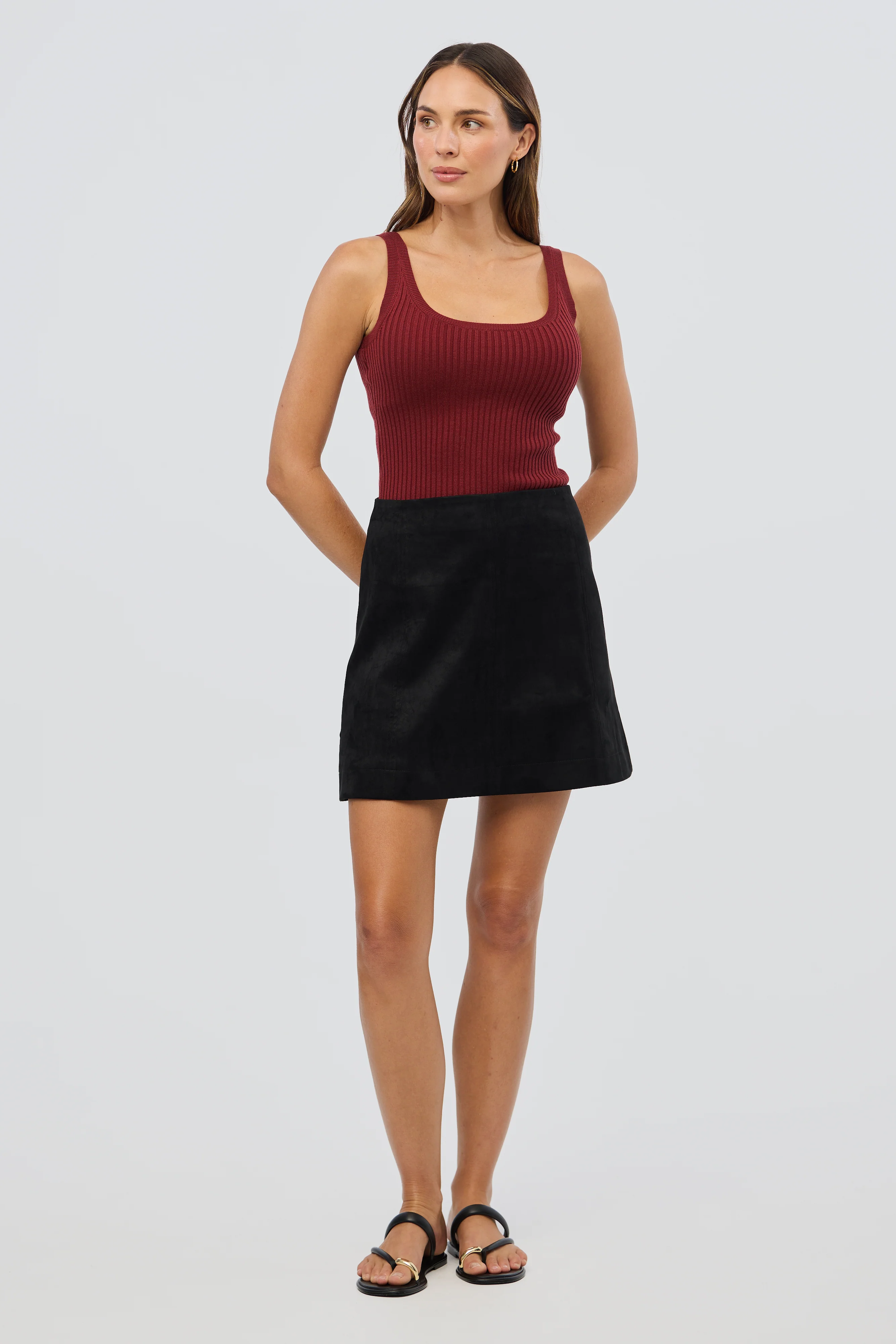 Scoop Neck Knit Tank - Rust Red - Image 8