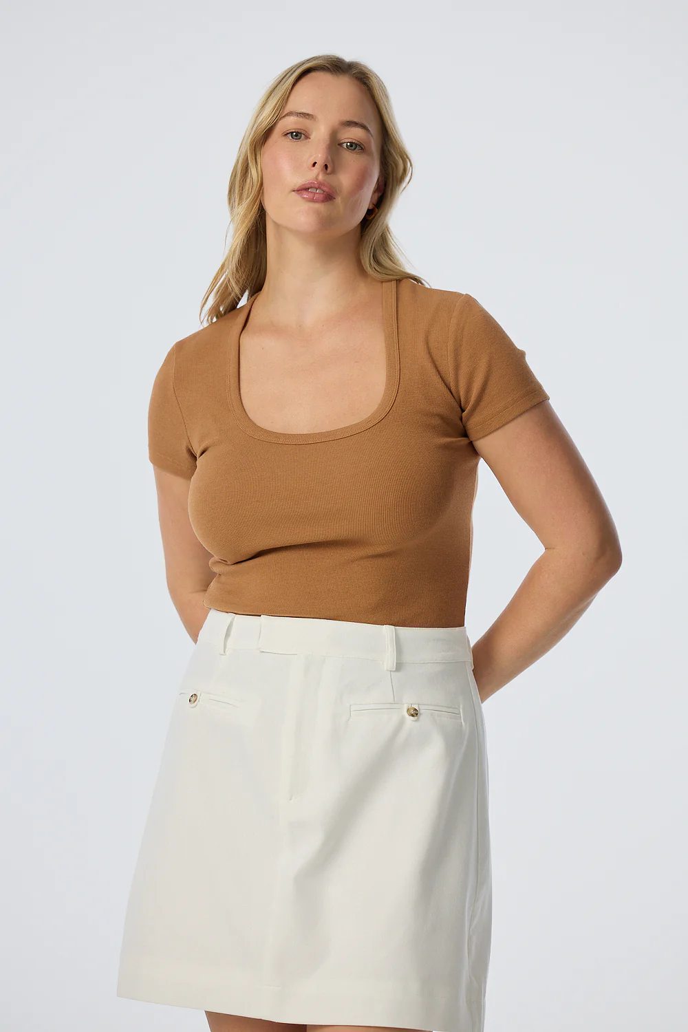 Scoop Neck Short Sleeve Top - Copper - Image 6