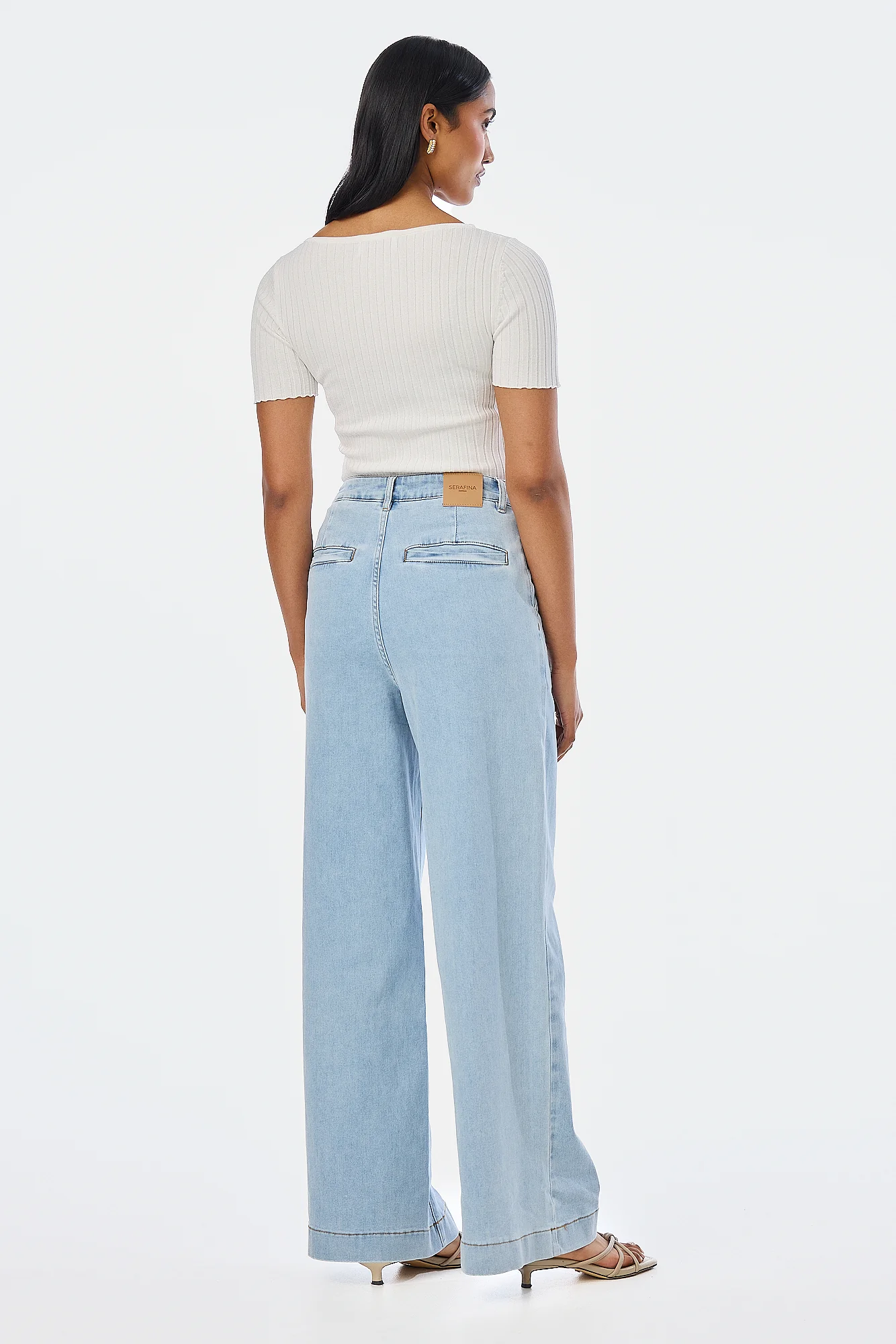 Short Sleeve Boat Neck Knit Top - White - Image 4
