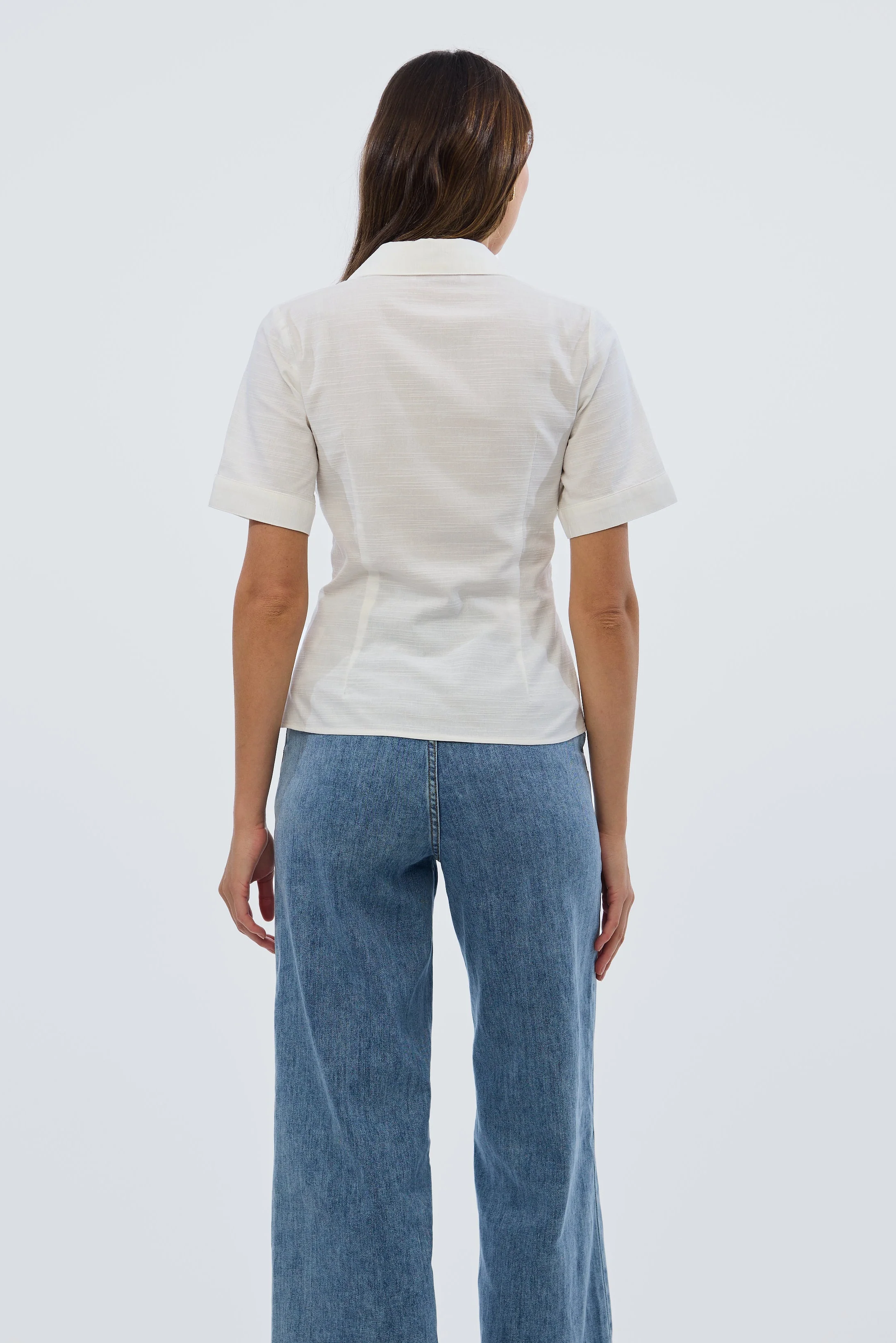 Short Sleeve Pintuck Shirt - White - Image 8