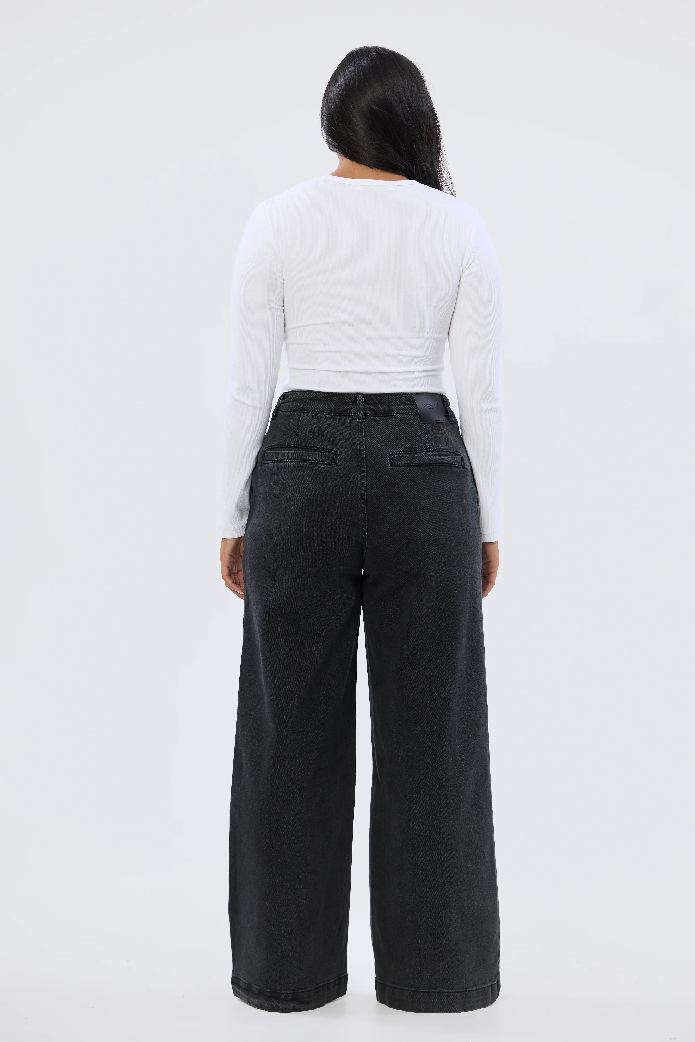 Signature Wide Leg Jeans - Black Wash - Image 4