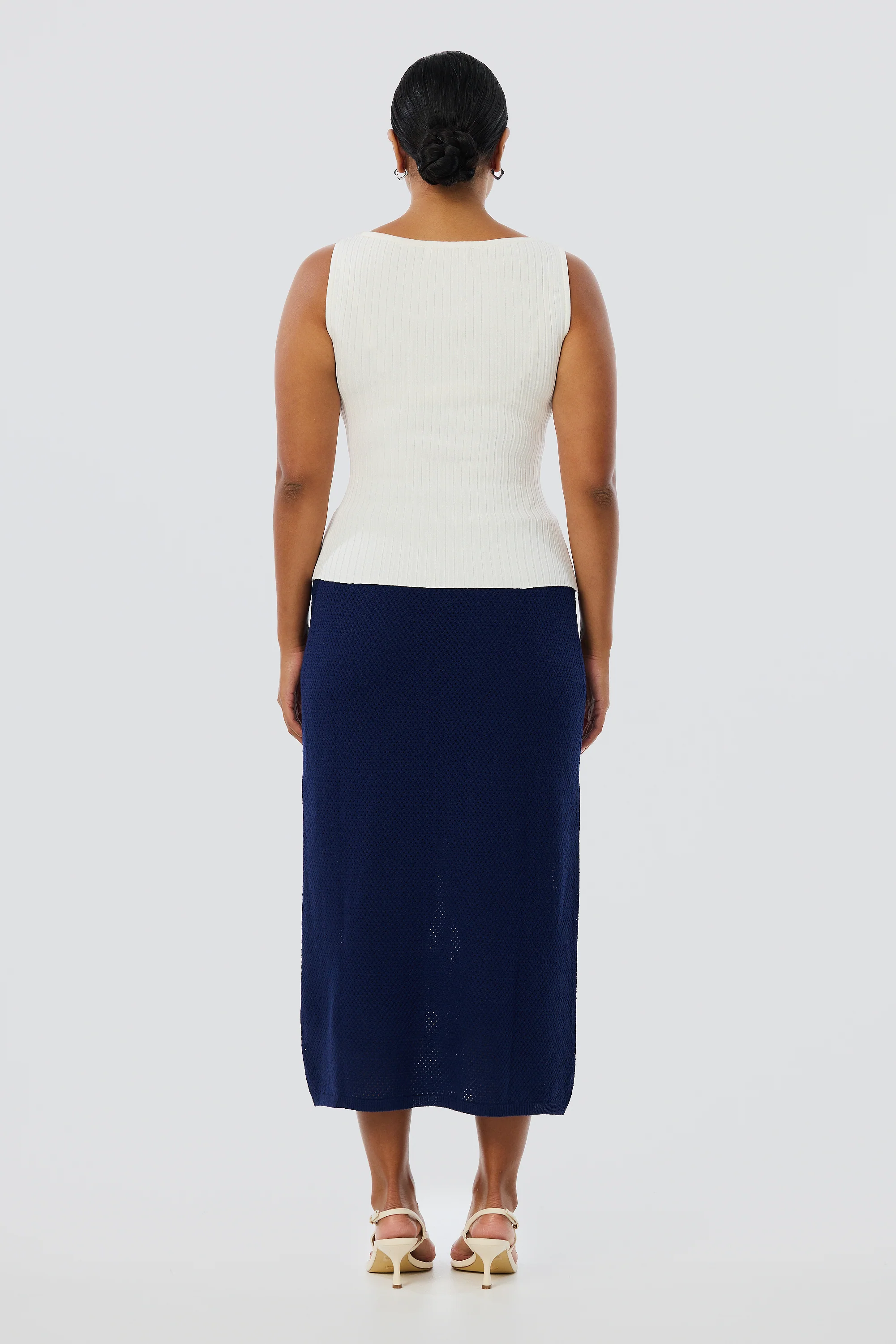 Sleeveless Boat Neck Knit Top - White - Image 6