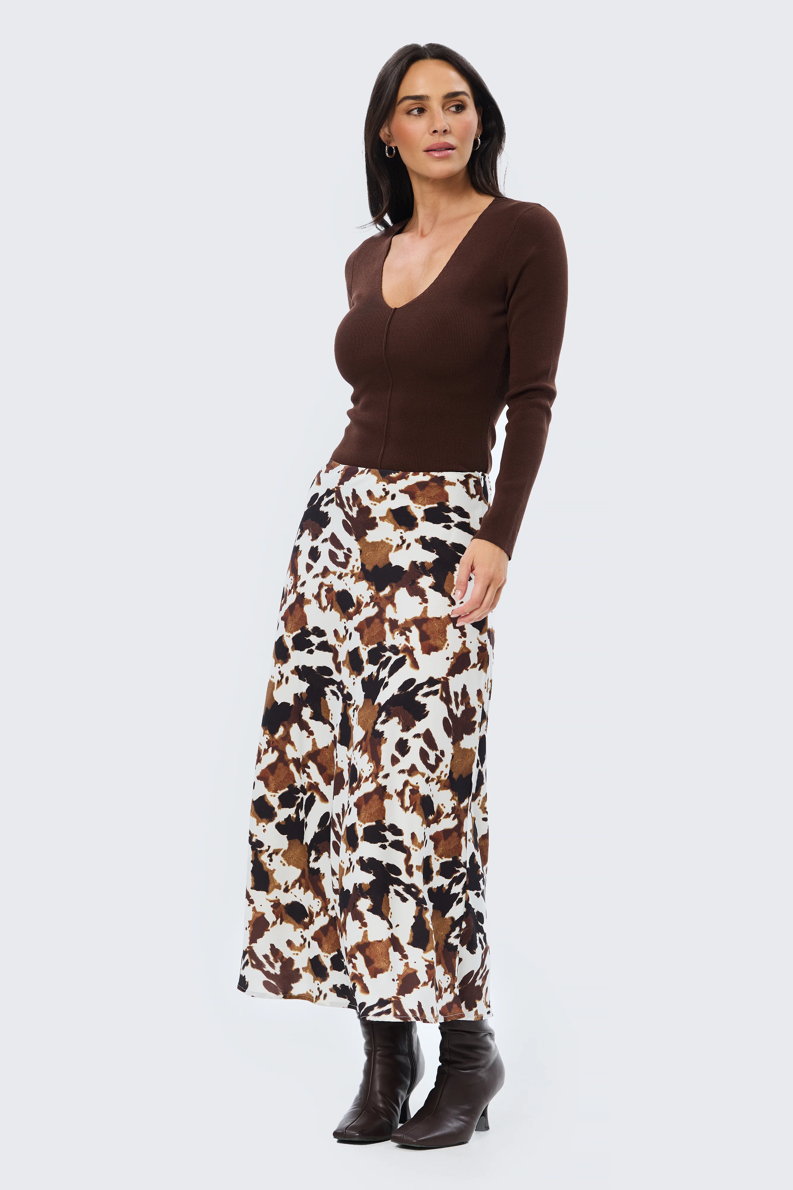 Slip Midi Skirt - Cappuccino Animal - Image 3