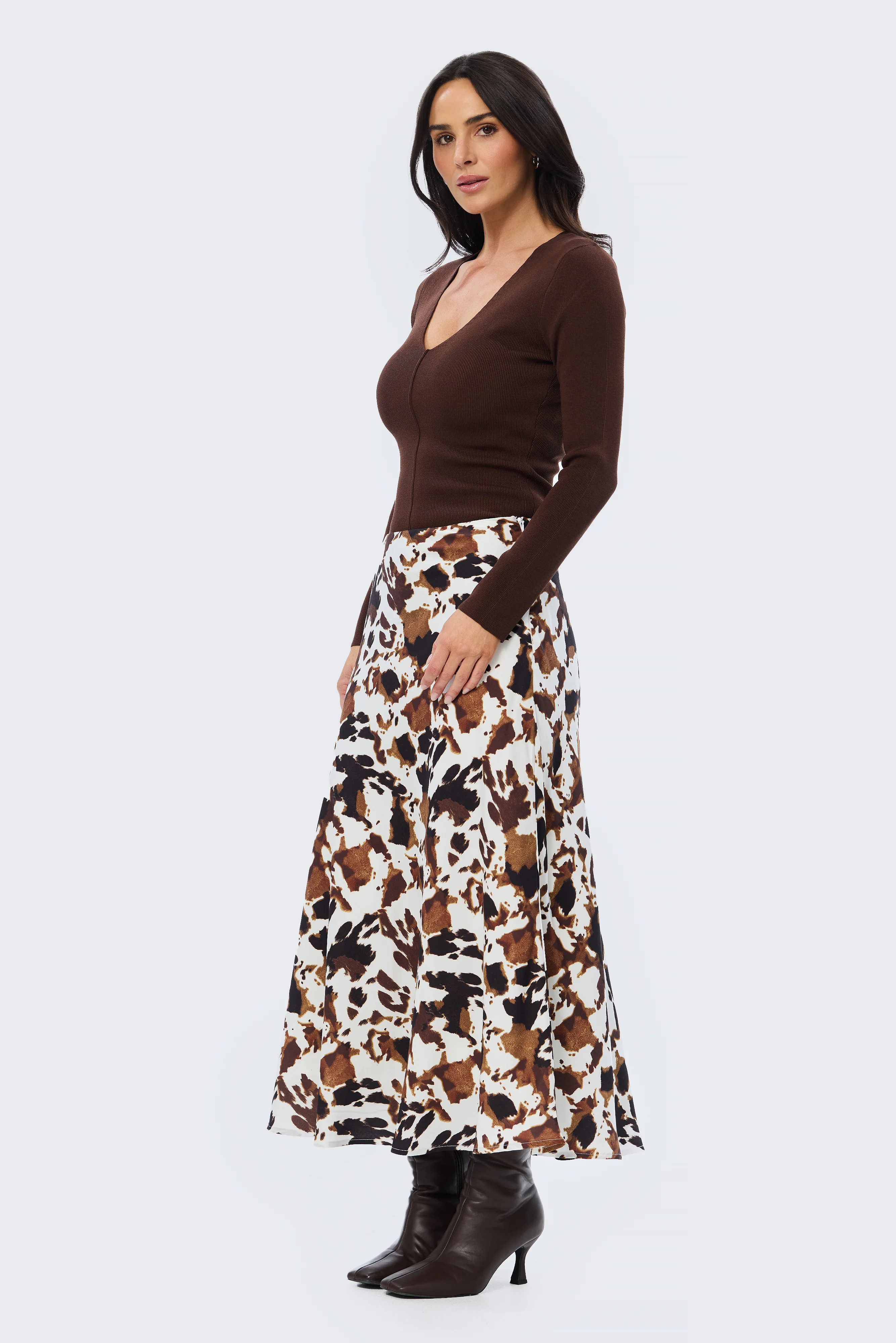 Slip Midi Skirt - Cappuccino Animal - Image 4
