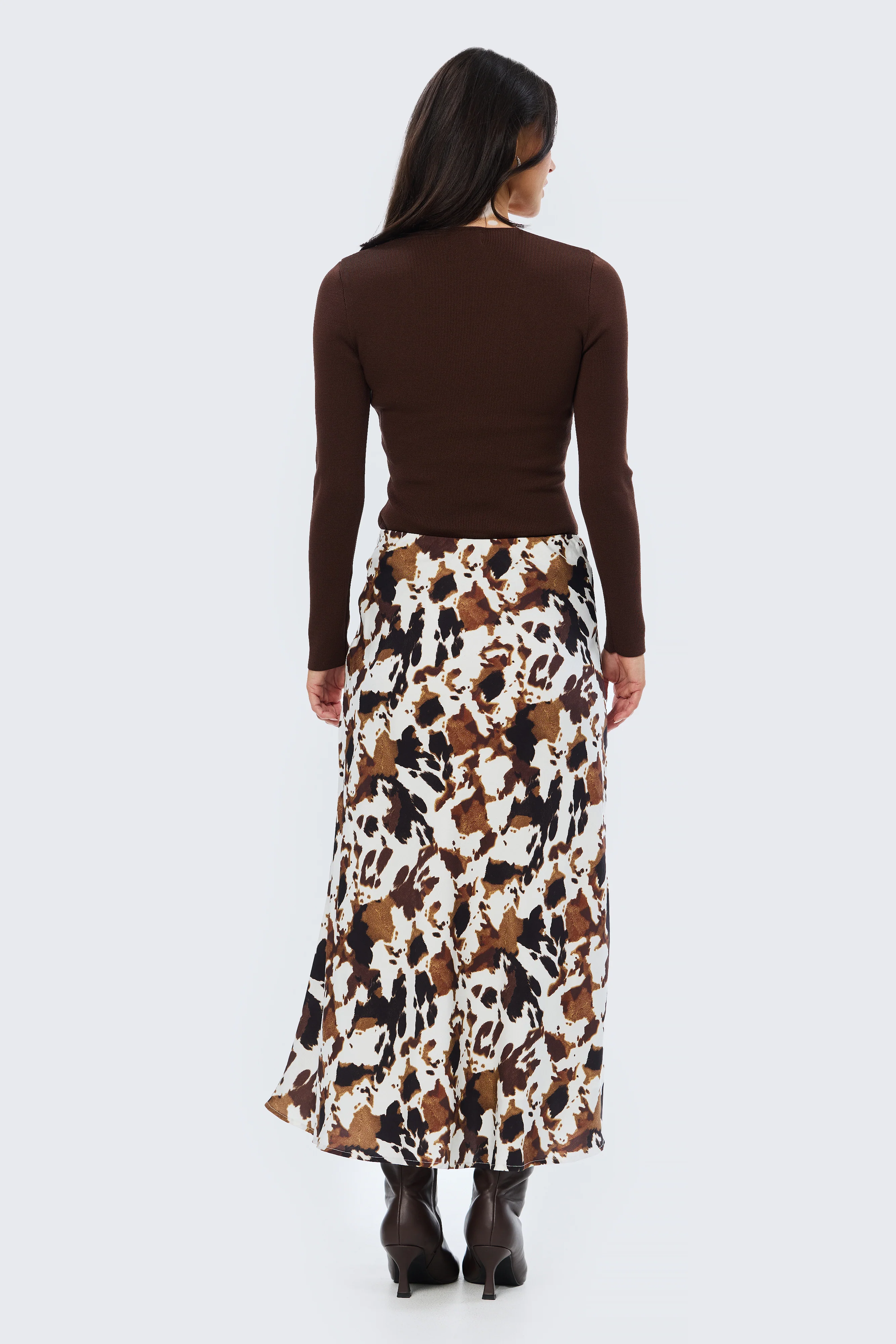 Slip Midi Skirt - Cappuccino Animal - Image 5