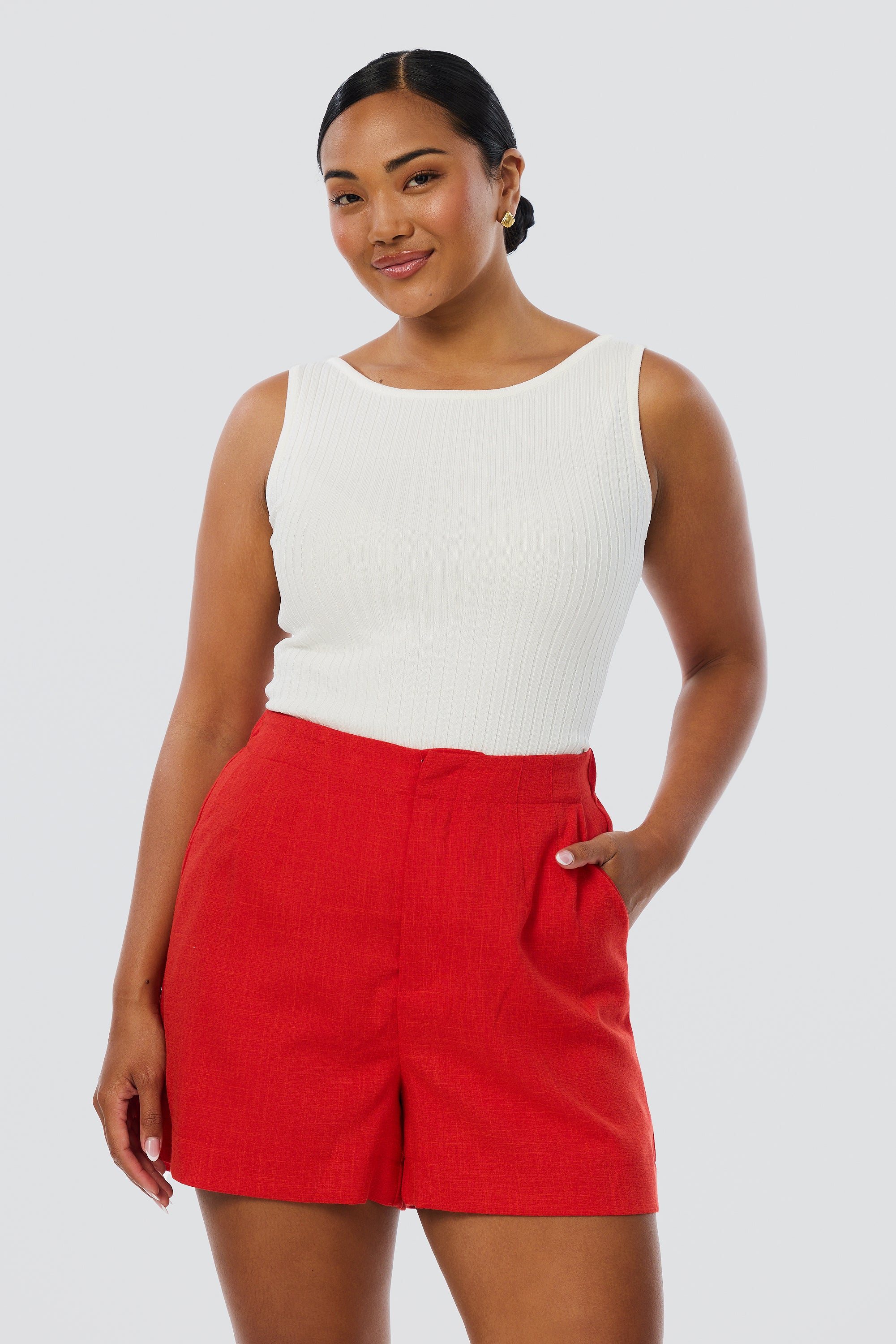 Tailored Shorts - Crimson - Image 3