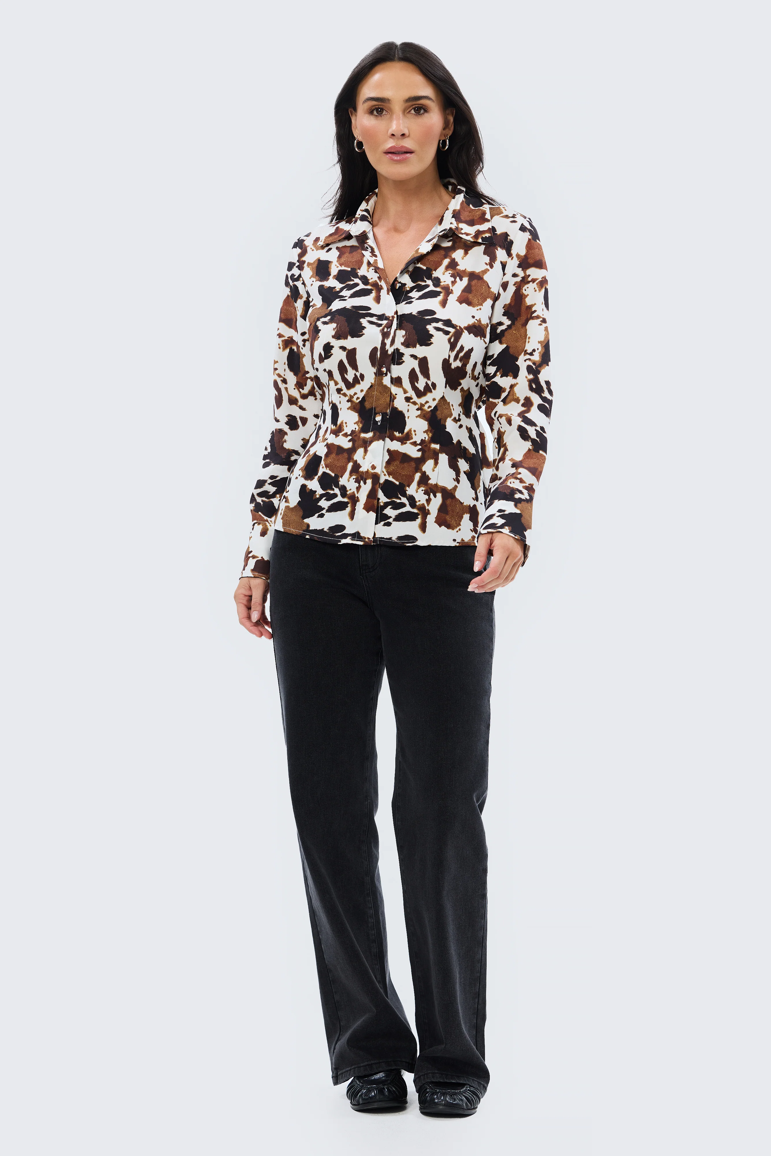 Tie Back Shirt - Cappuccino Animal - Image 3