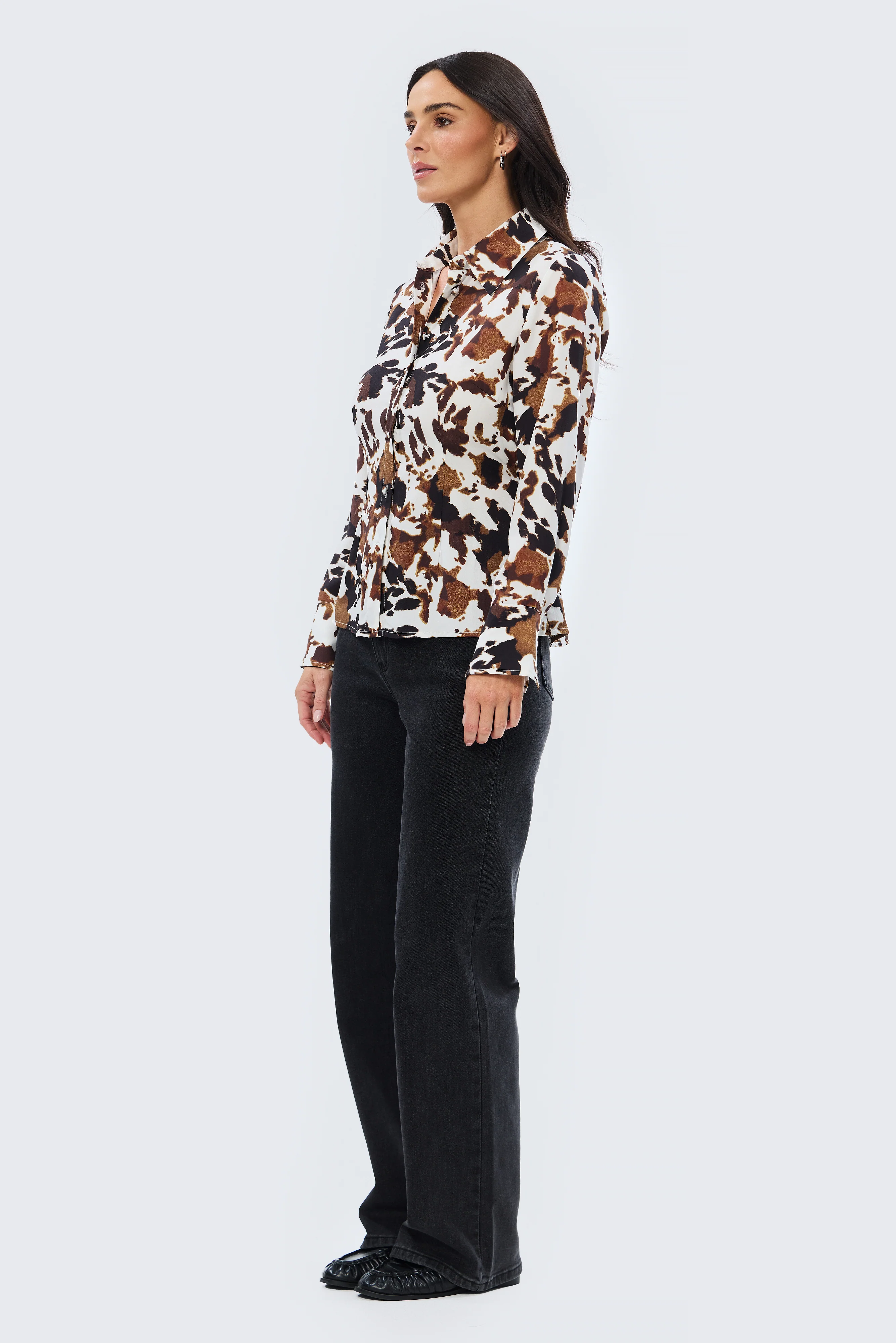 Tie Back Shirt - Cappuccino Animal - Image 4