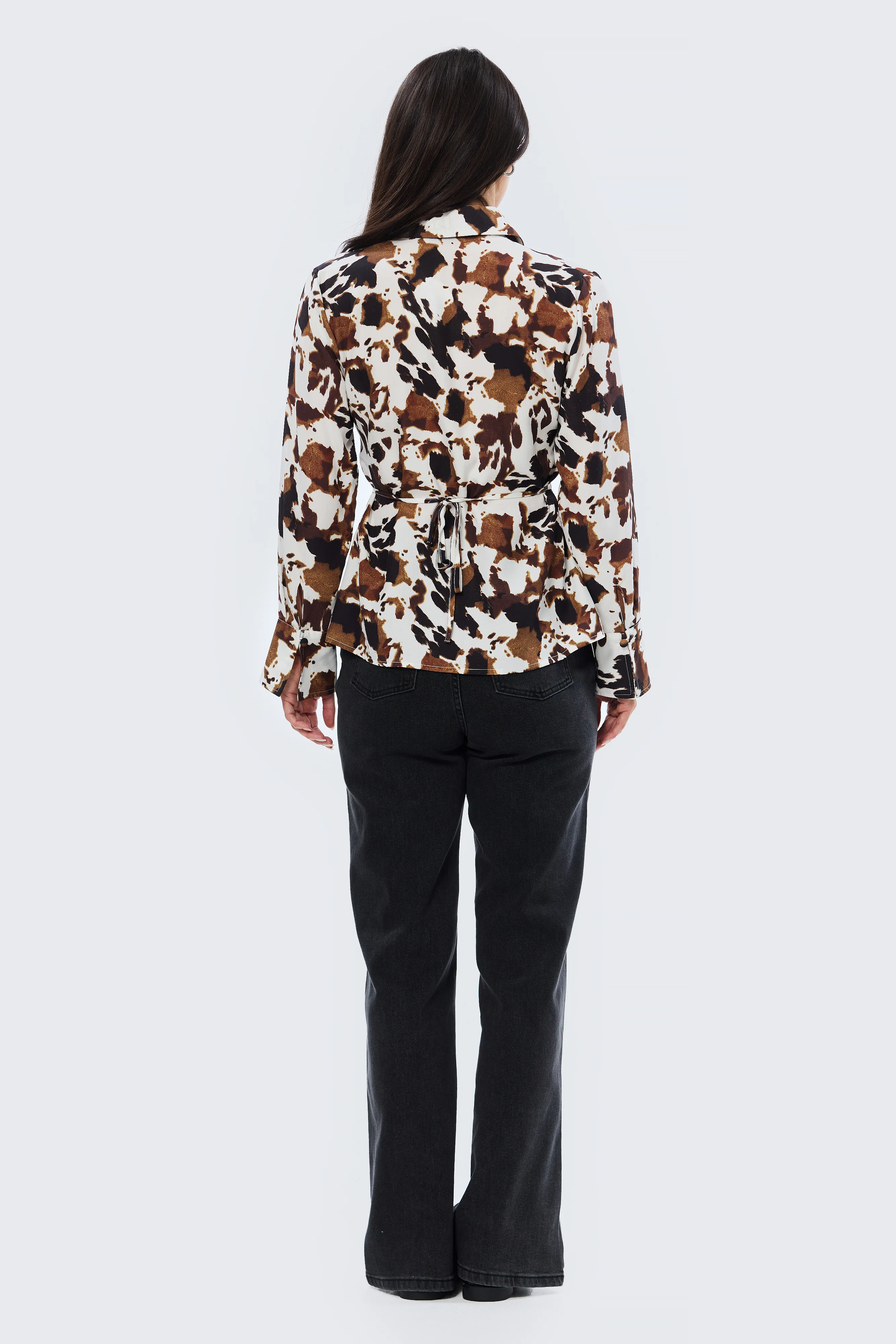 Tie Back Shirt - Cappuccino Animal - Image 5