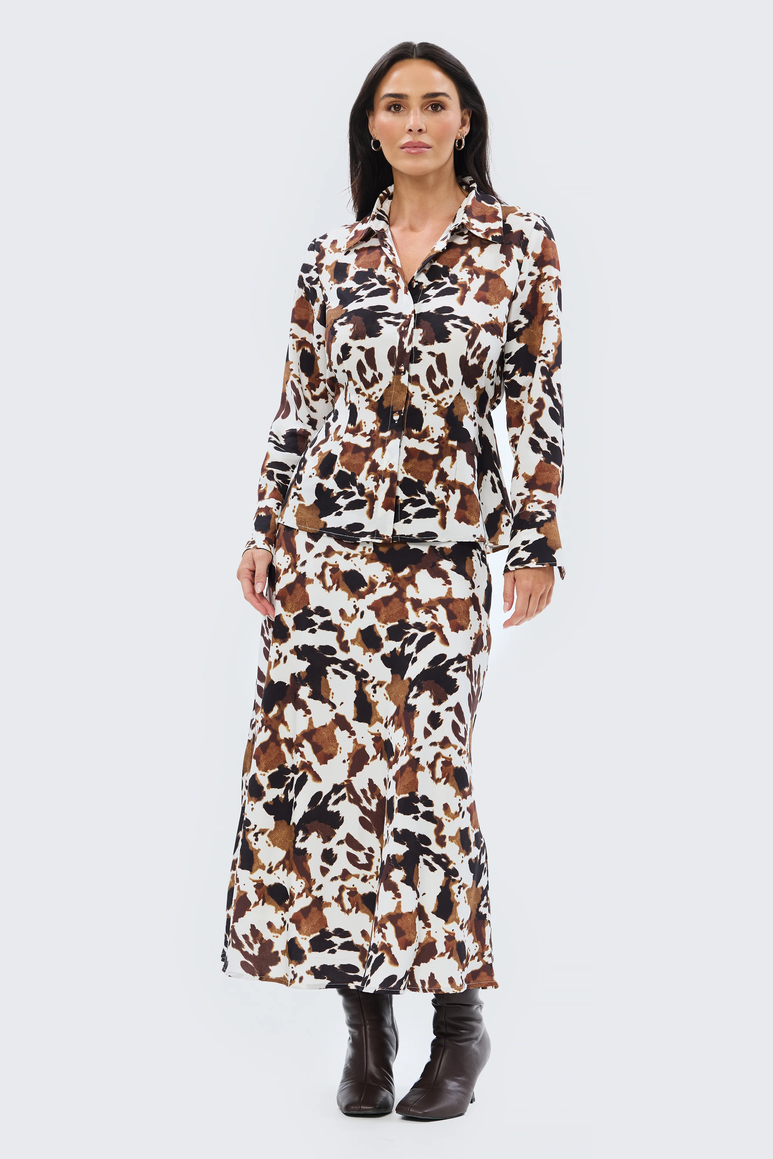 Tie Back Shirt - Cappuccino Animal - Image 7
