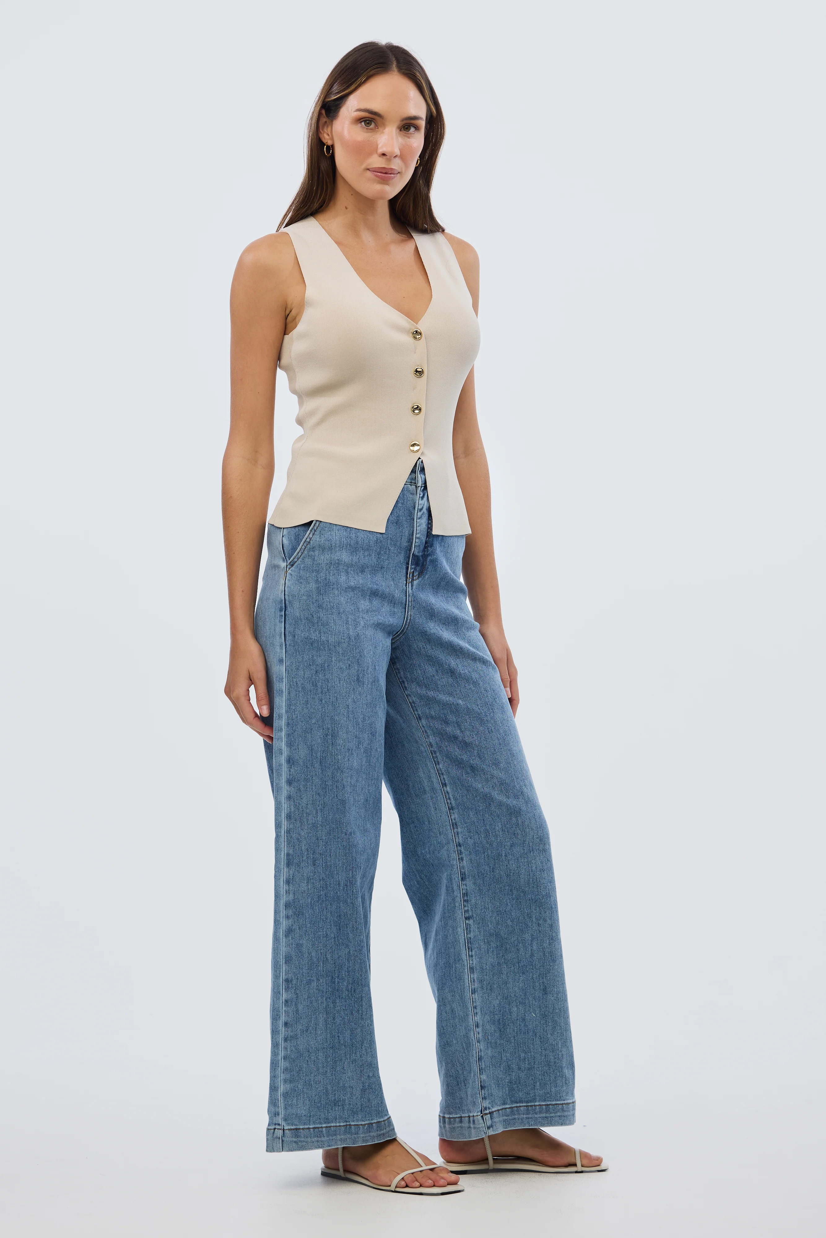 V Neck Knit Vest - Birch - Image 4