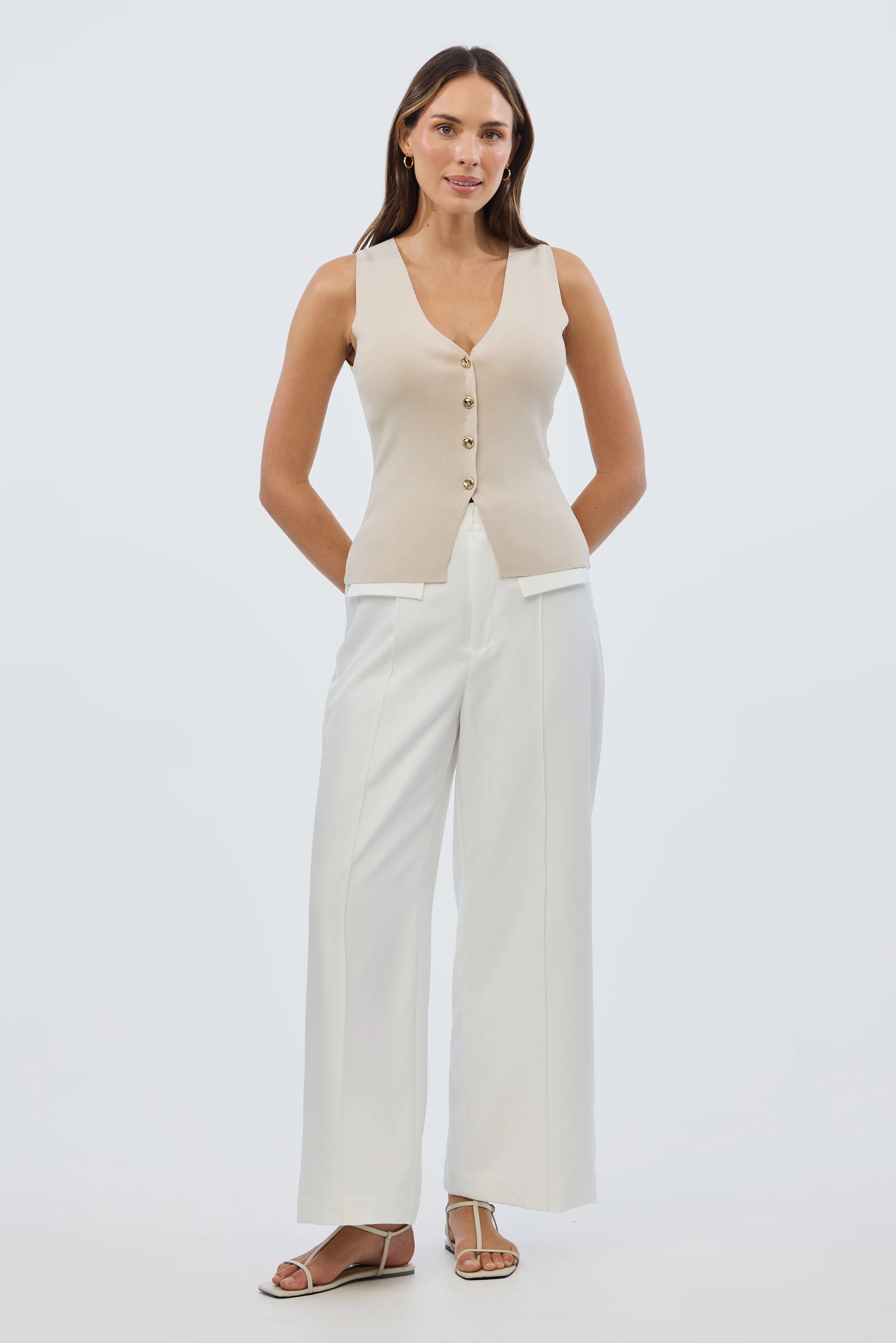 V Neck Knit Vest - Birch - Image 9