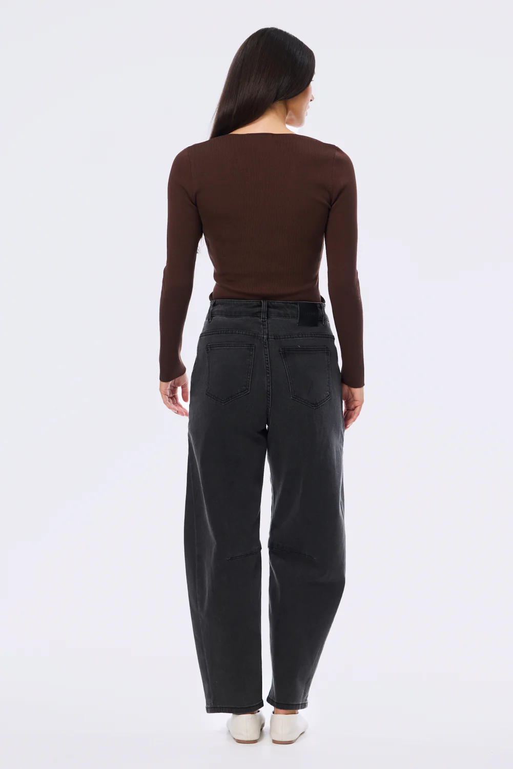 V Neck Long Sleeve Knit Top - Cappuccino - Image 6