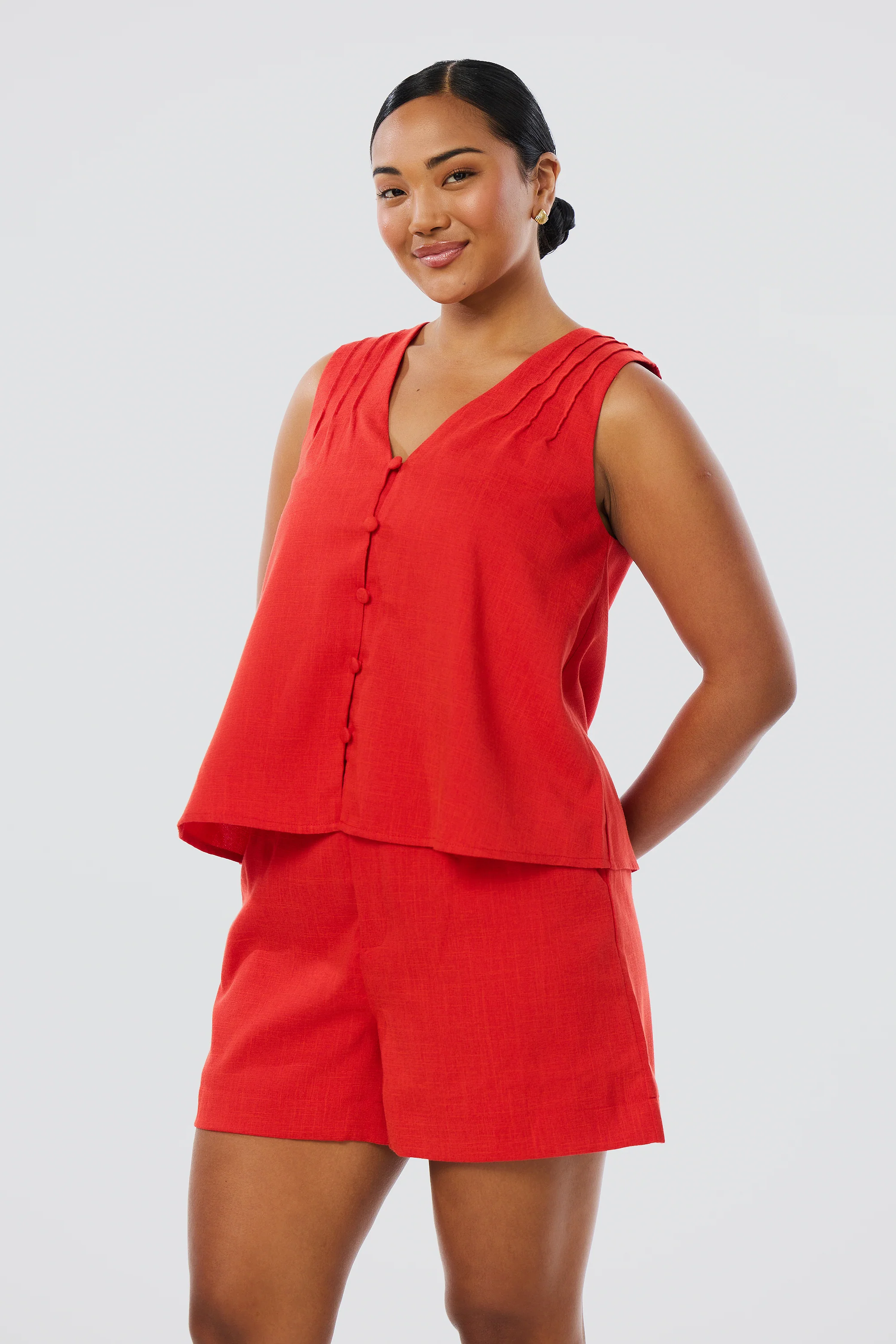 V-Neck Swing Top - Crimson - Image 5