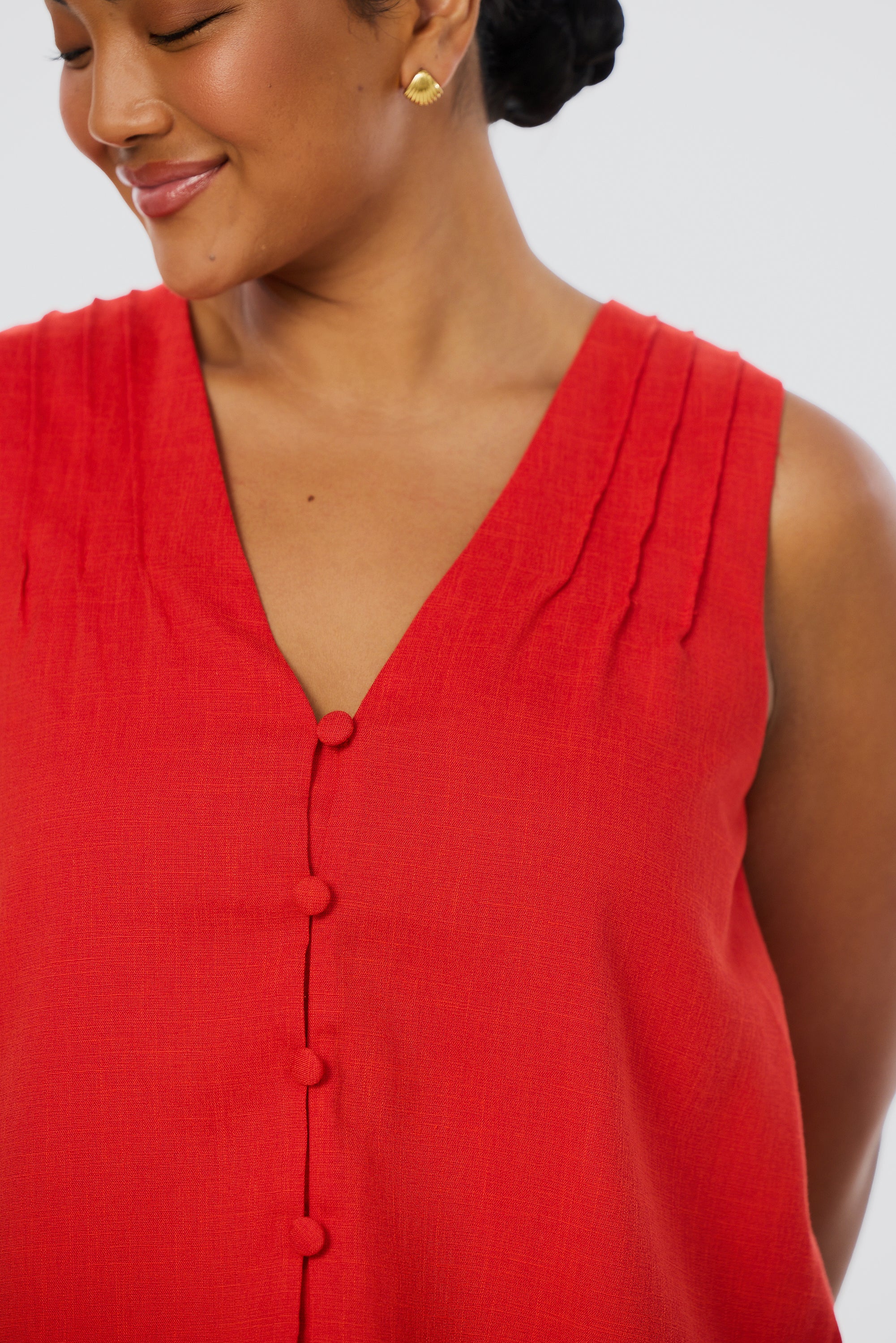 V-Neck Swing Top - Crimson - Image 6