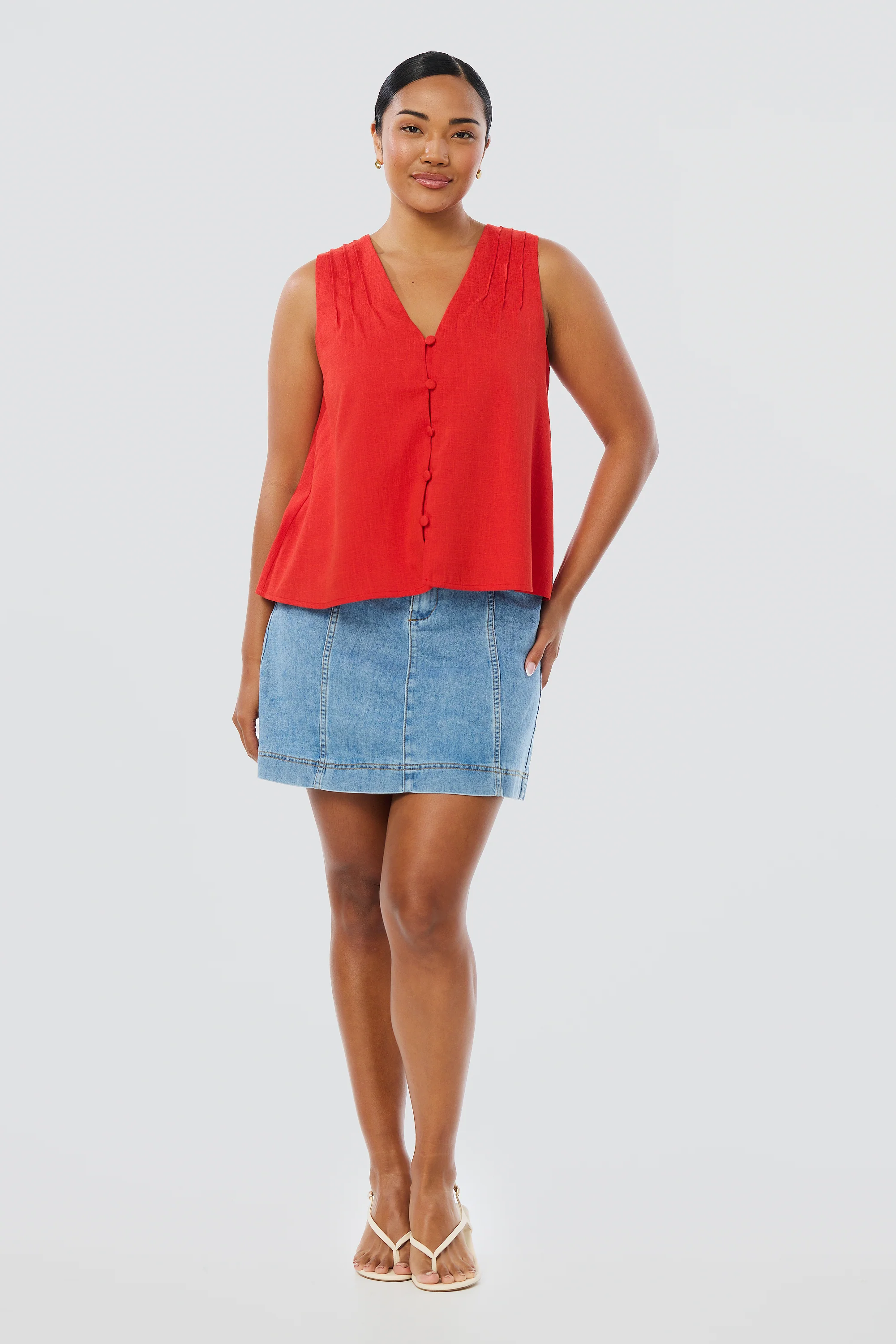 V-Neck Swing Top - Crimson - Image 7