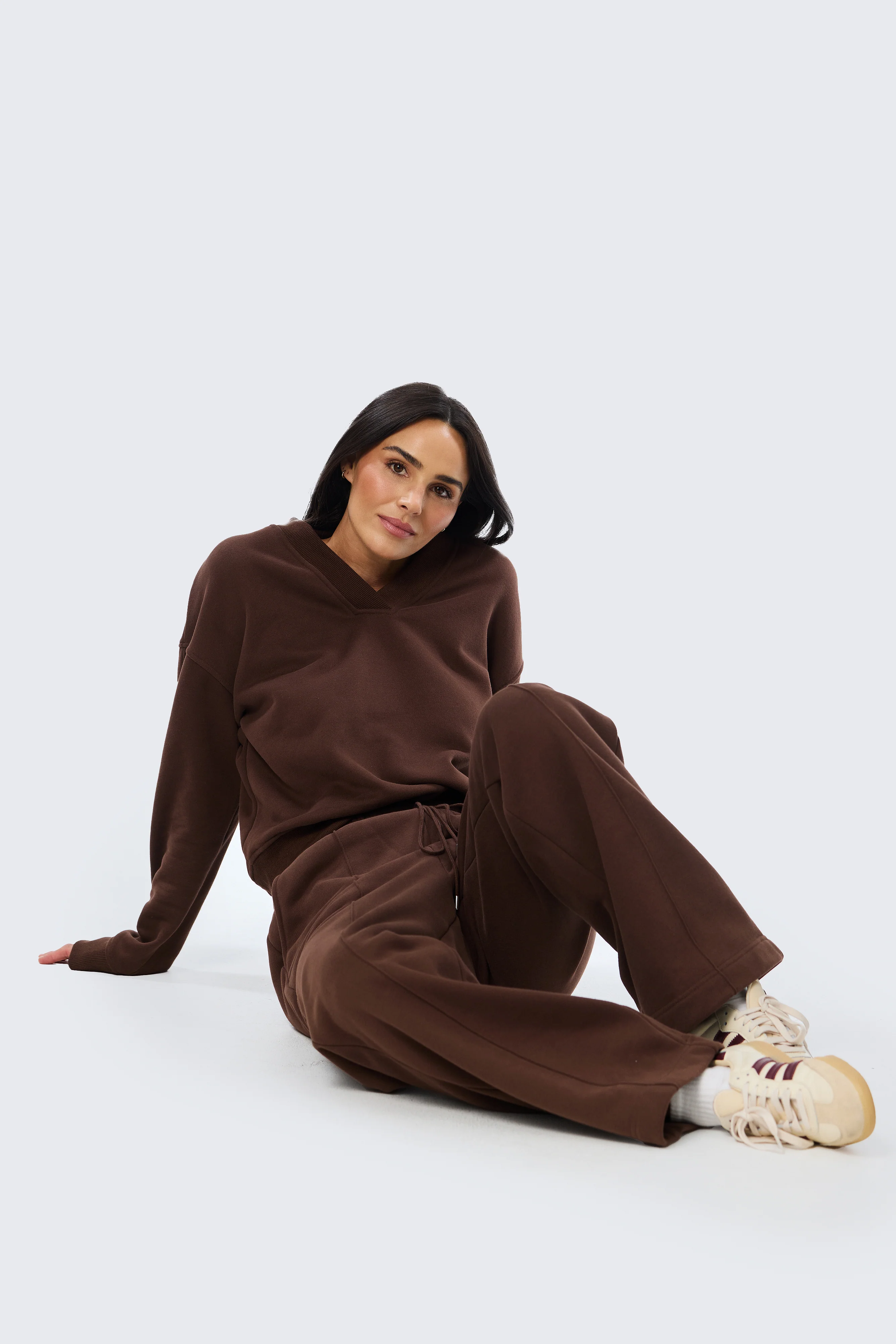 V Neck Tracksuit Jumper - Cappuccino - Image 7