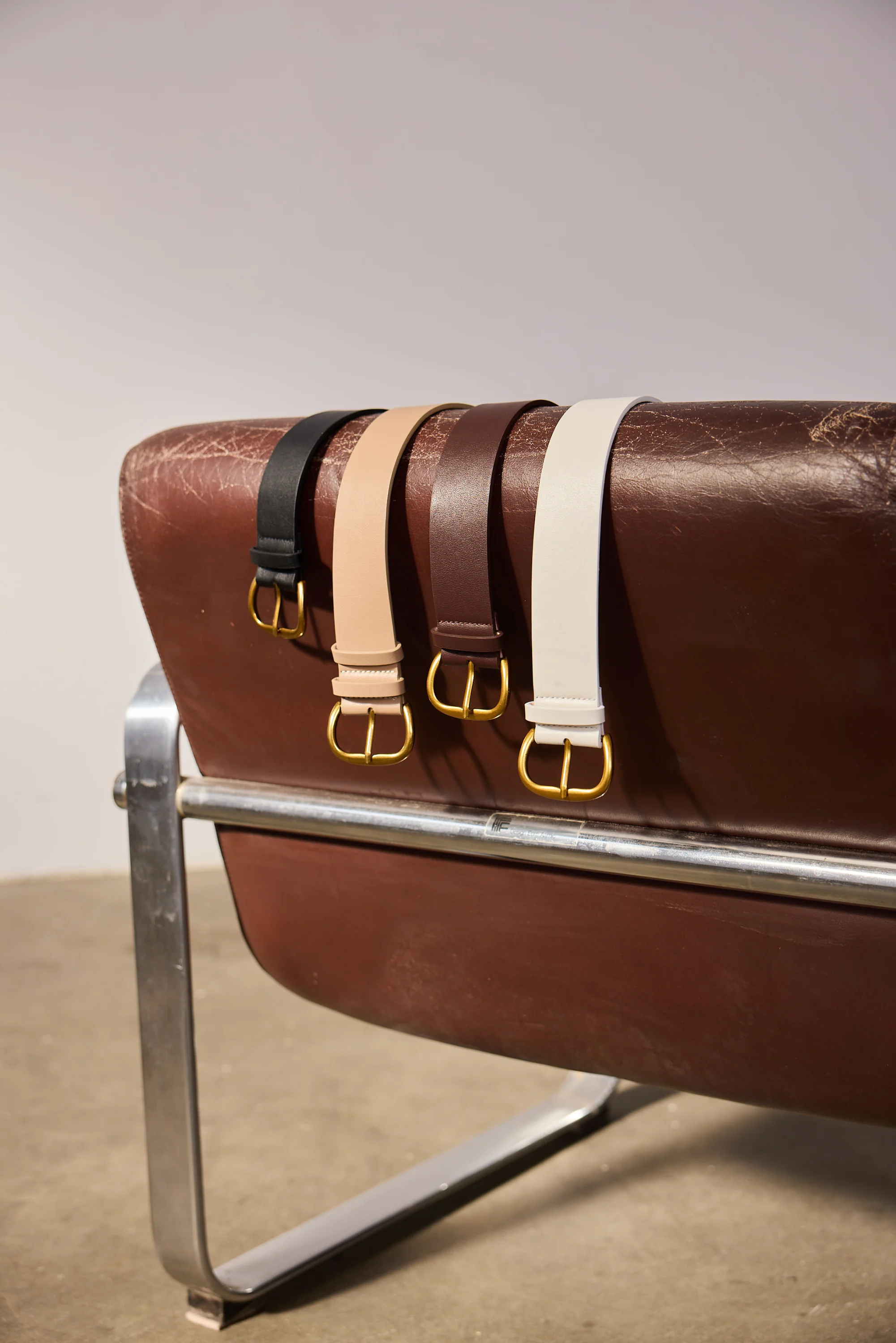 Wide Vegan Leather Belt - Ecru - Image 3