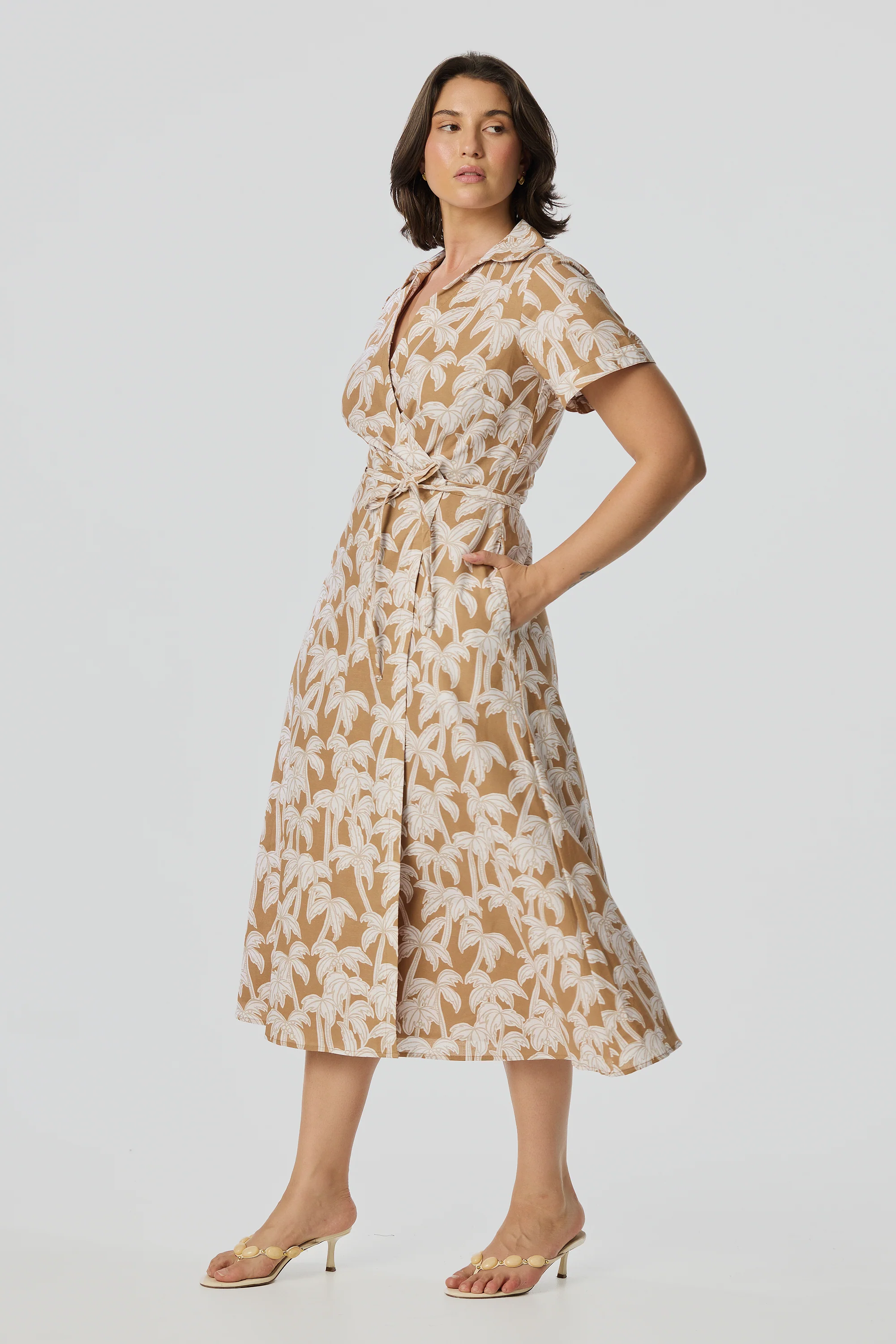 Wrap Shirt Dress - Copper Palms - Image 4