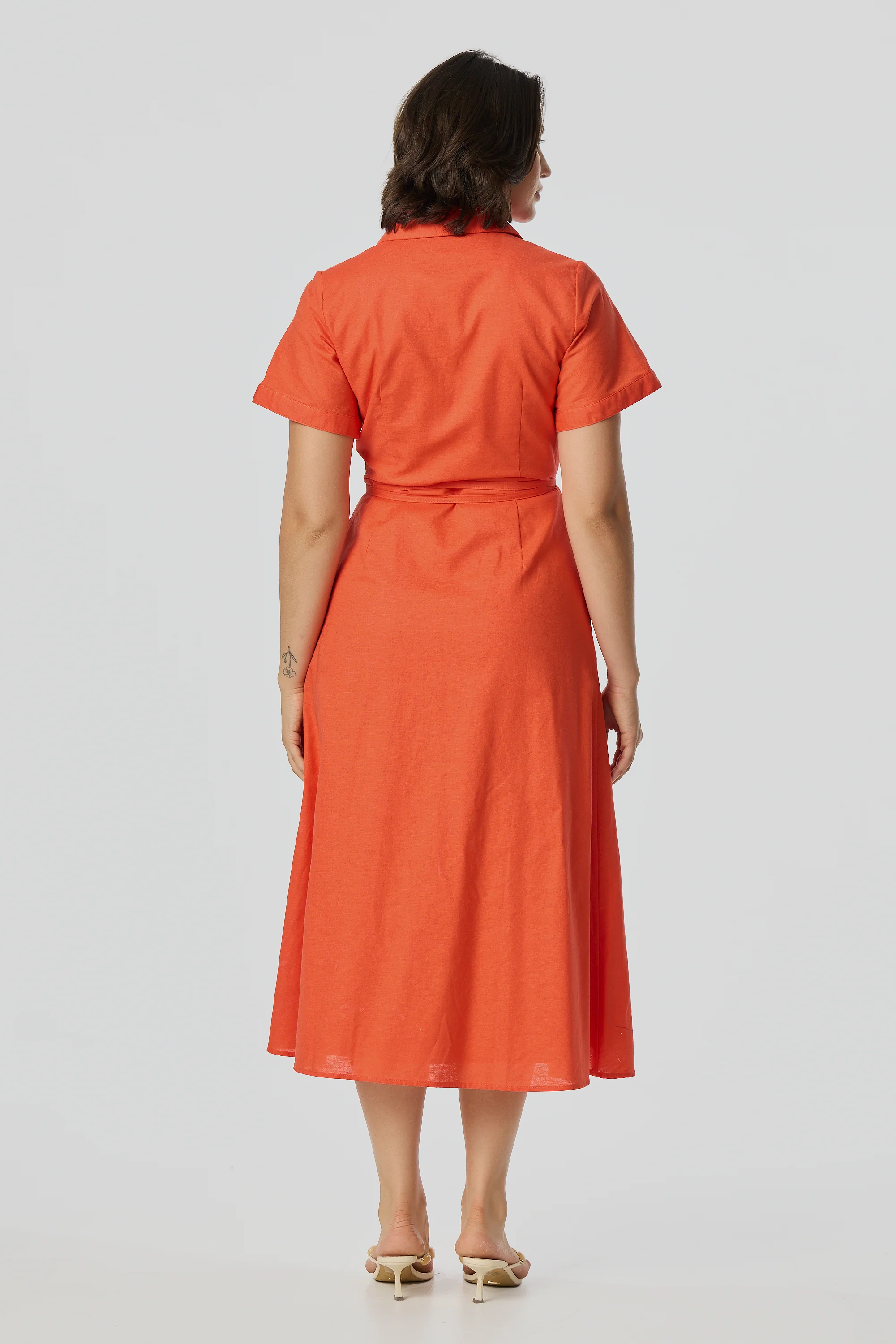 Wrap Shirt Dress - Flame - Image 7